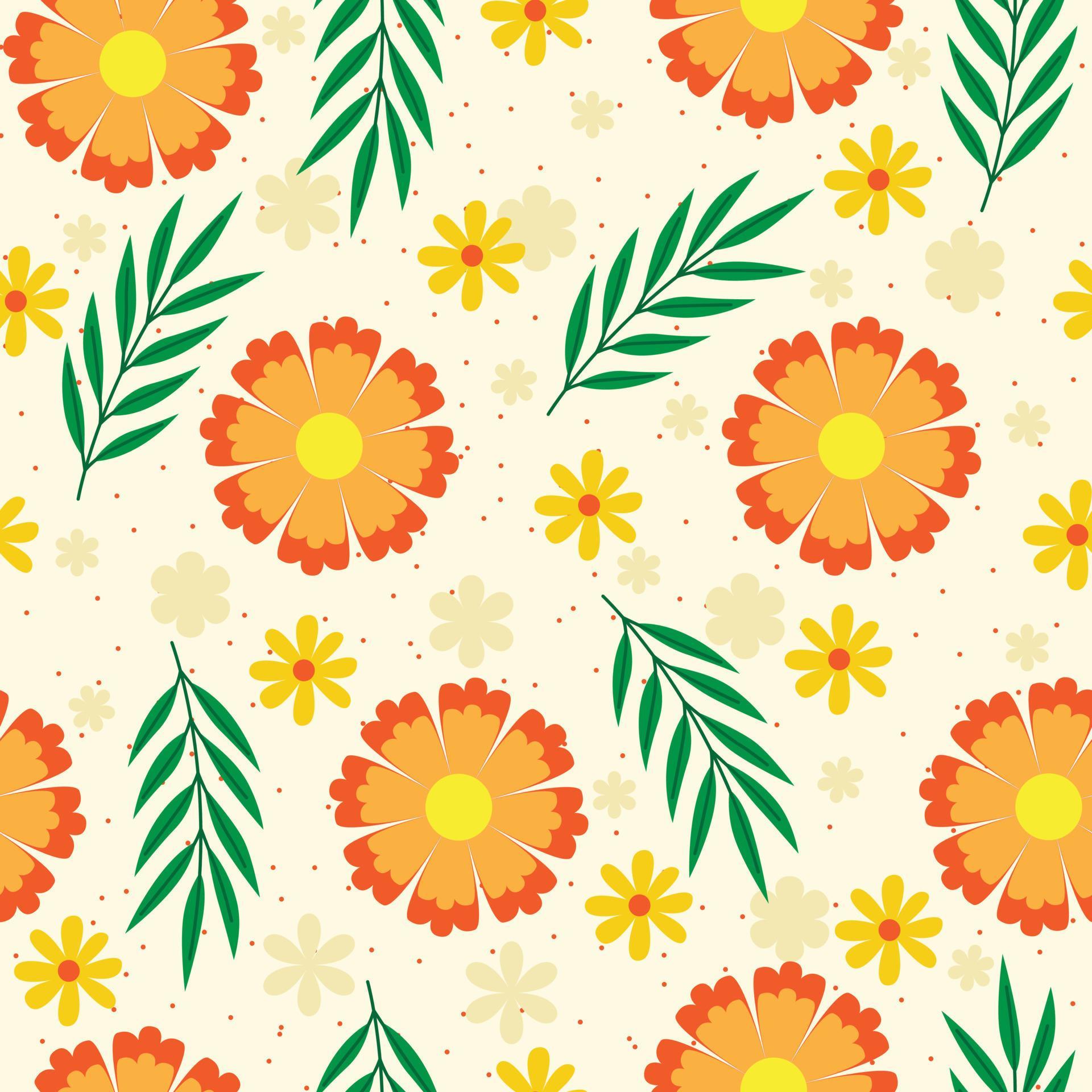 Floral seamless pattern Hand drawn colorful flowers Natural background with colorful painted flowers Stock Free