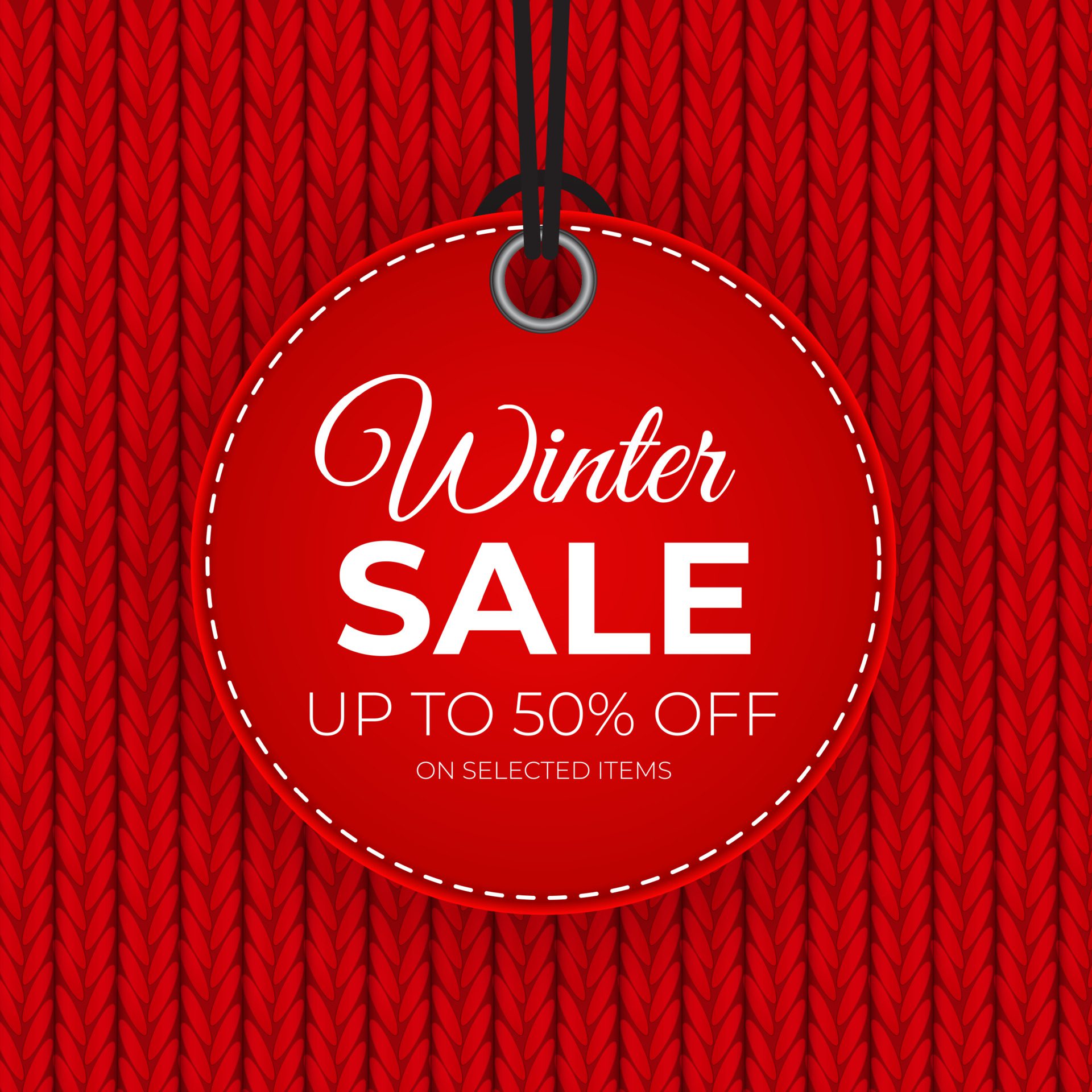 Winter sale Red tag vector banner for seasonal retail promotion Free Vector