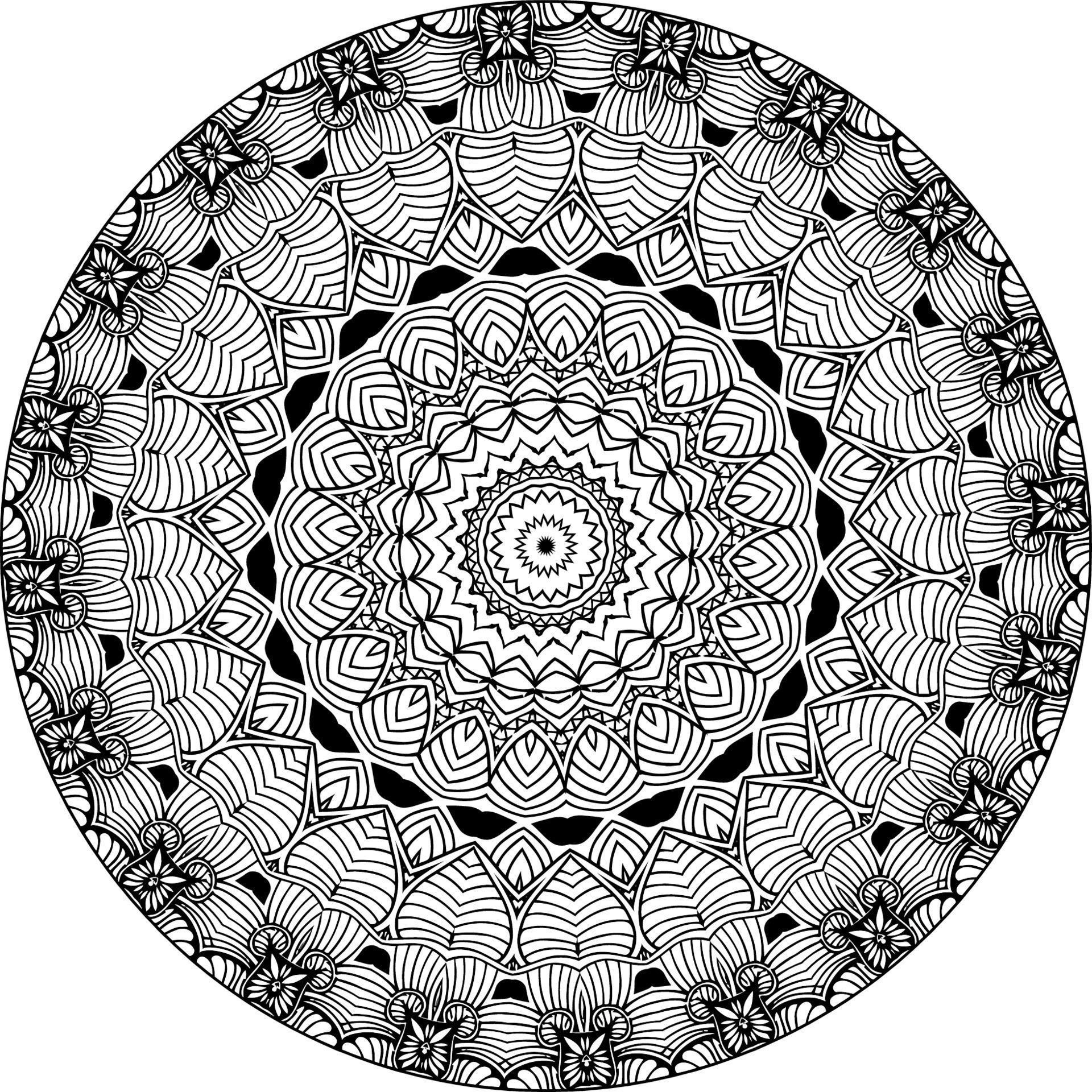 Easy mandala, simple mandalas flowers coloring page on white background. Stock Free