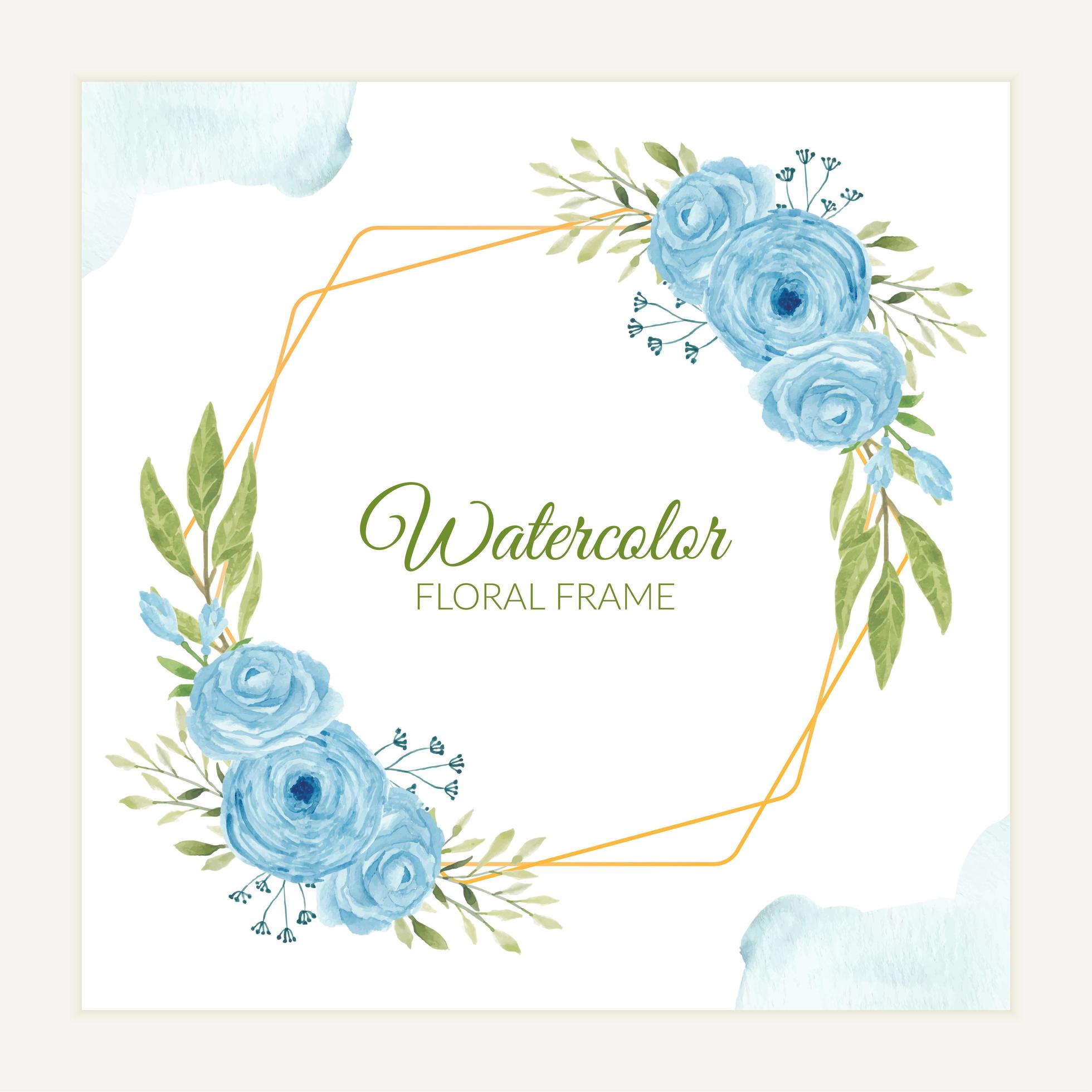 Rustic watercolor blue rose flower frame Stock Free