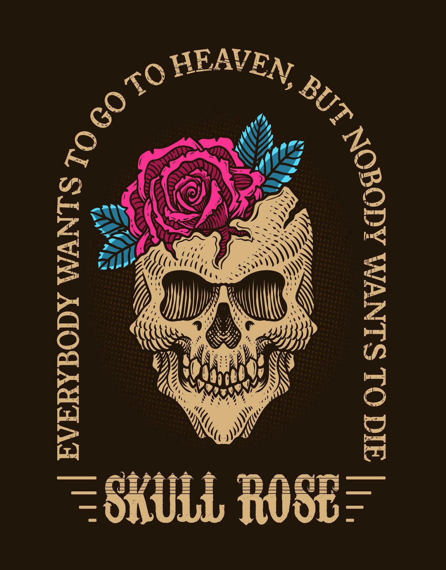 Illustration vintage skull with rose flower Stock Free