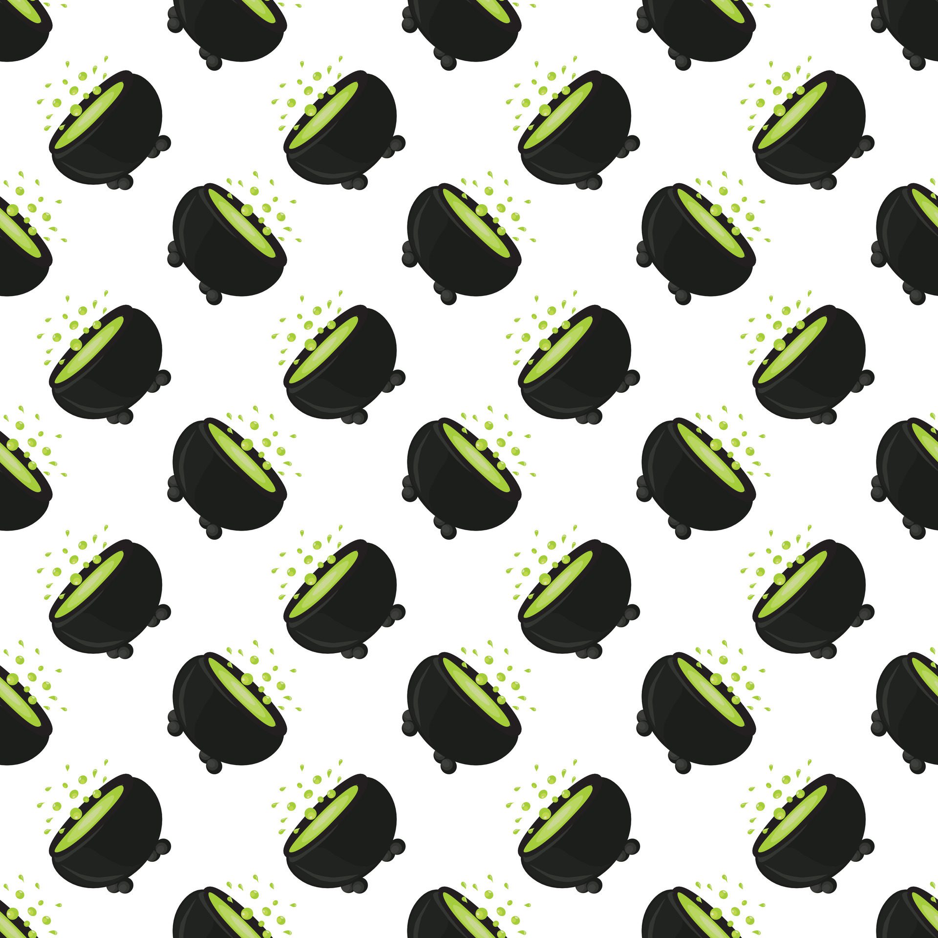 Witch’s cauldron with boiling magic potion. Seamless pattern. illustration. Free Vector