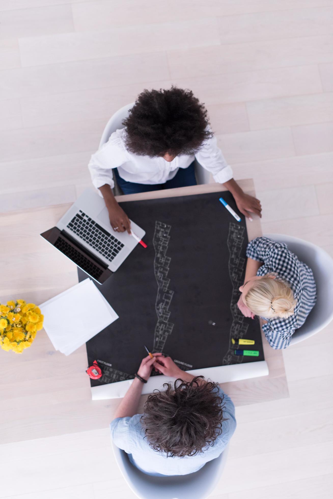 top view of Multiethnic startup business team on meeting Stock Free