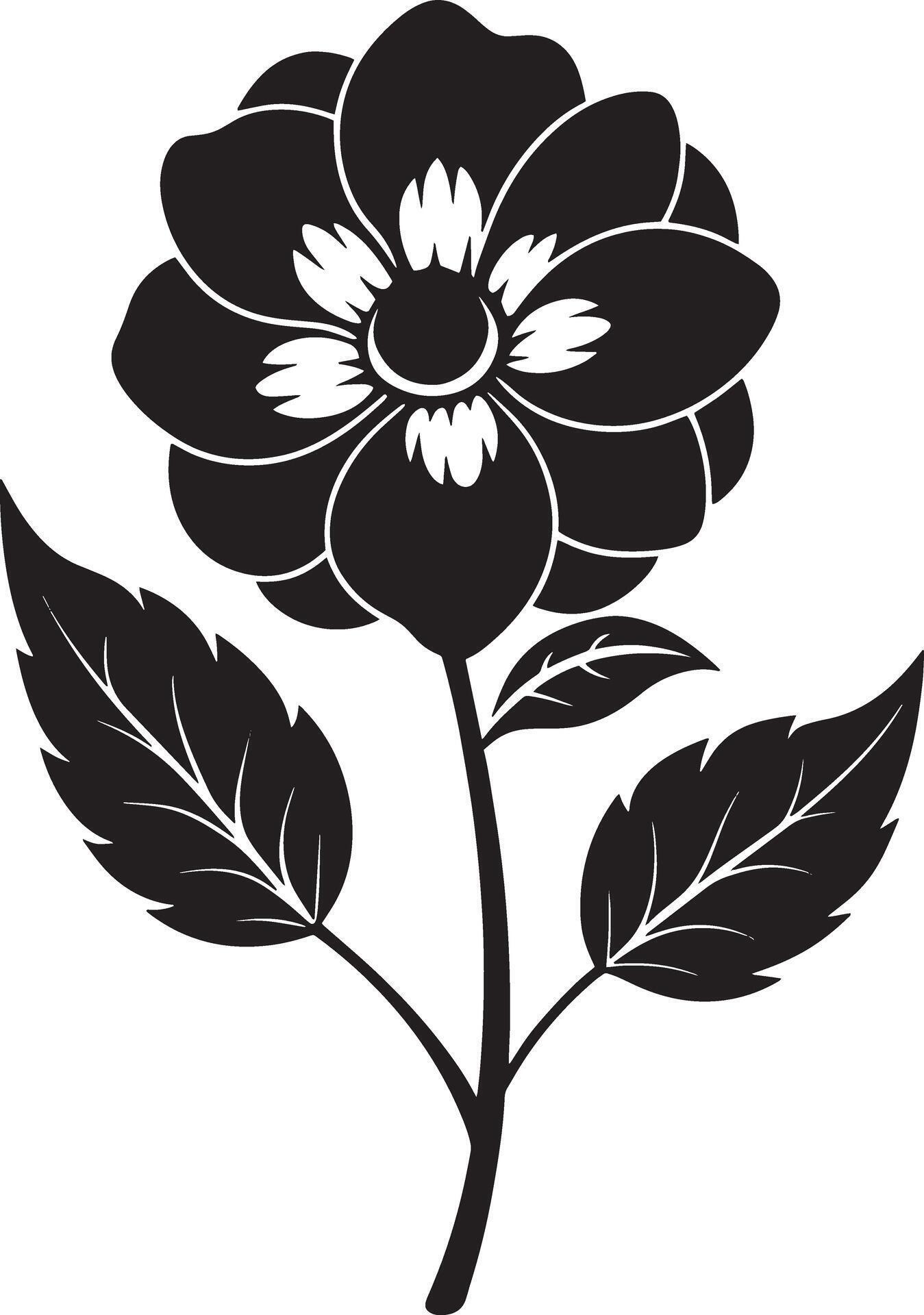 black and white flowers silhouette design illustration Stock Free