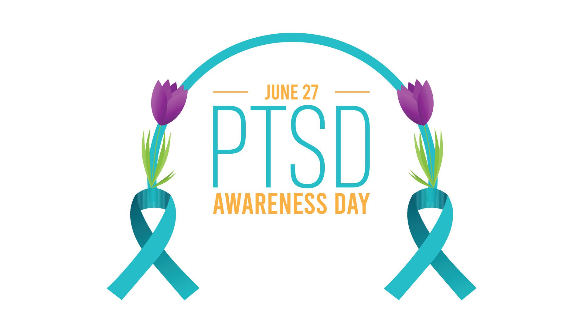 National PTSD Awareness day observed every year in June. Template for background, banner, card, poster with text inscription. Free Vector