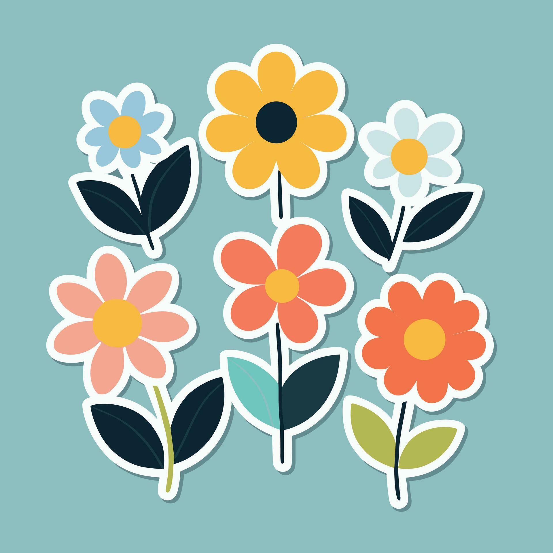 Flower sticker collection Stock Free