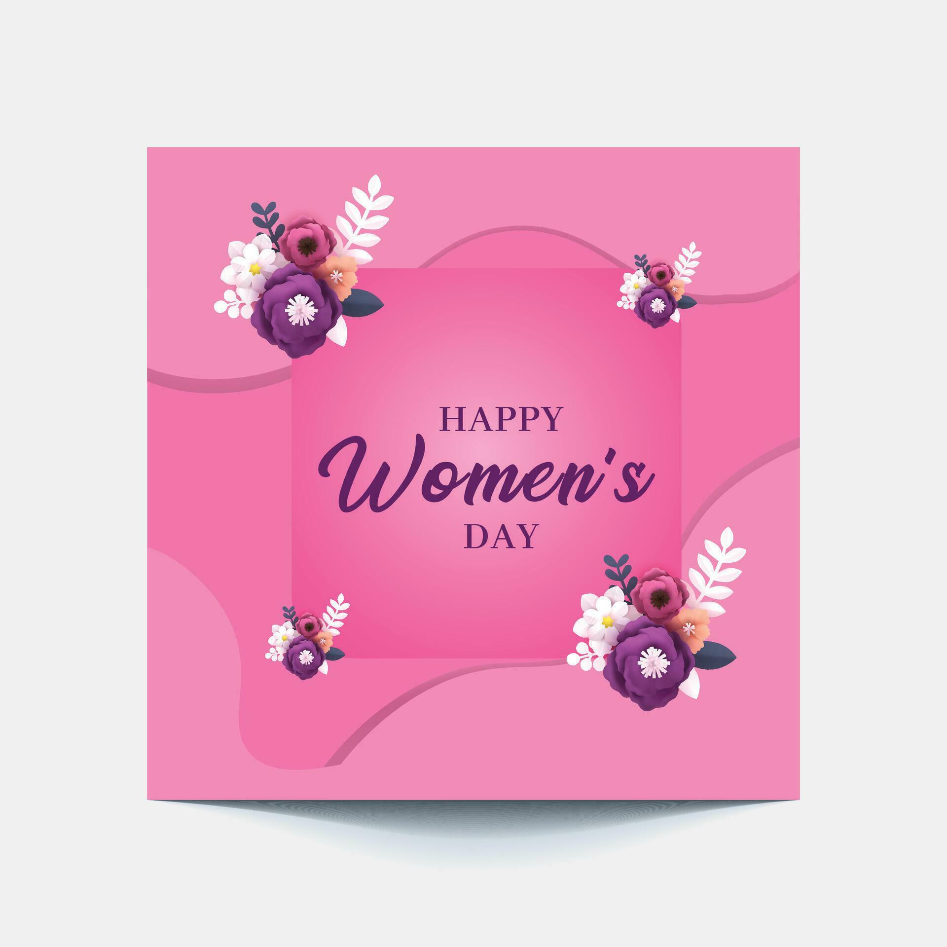 International Women’s Day 8 march with frame of flower and Paper art style. Stock Free