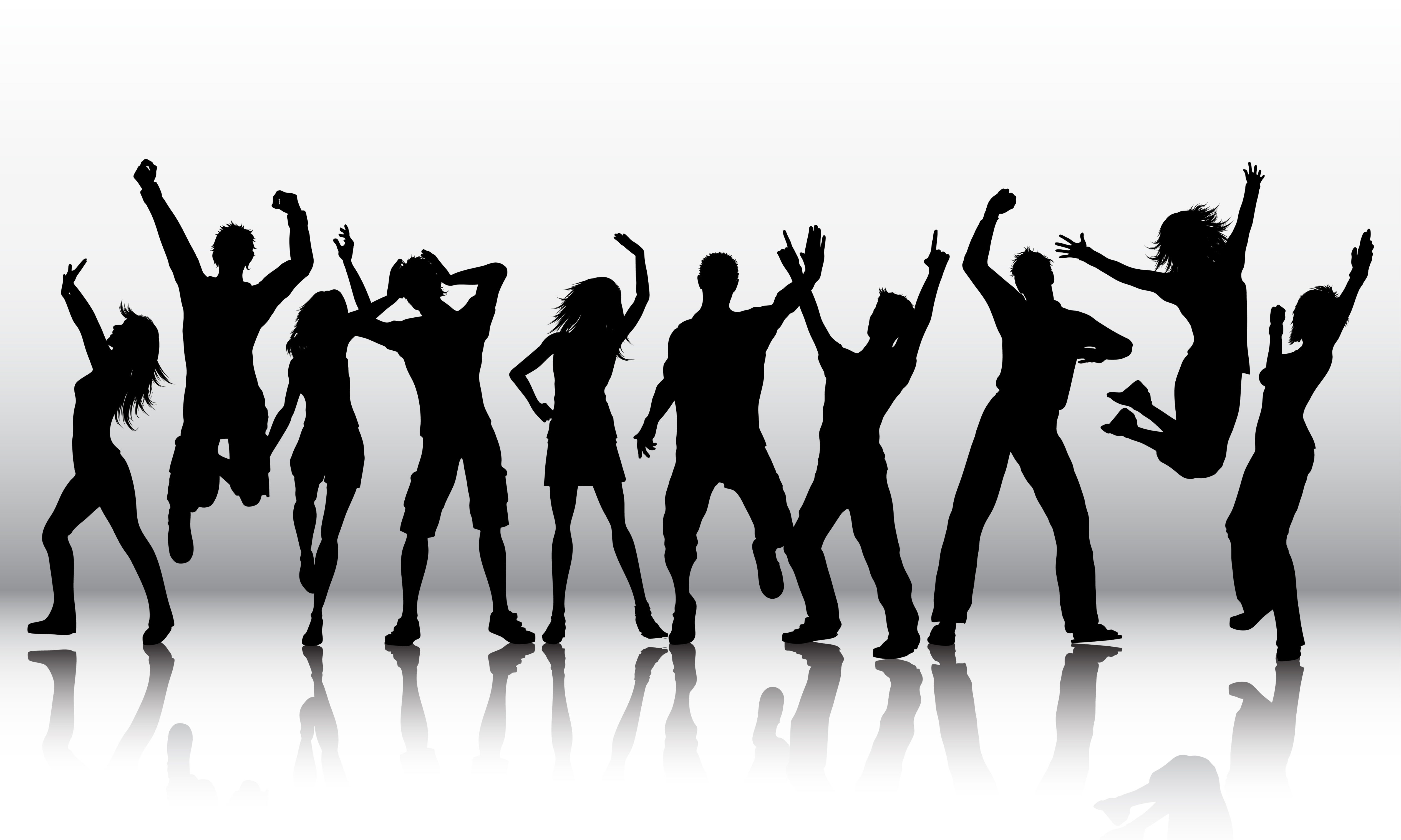 Silhouettes of people dancing Free Vector