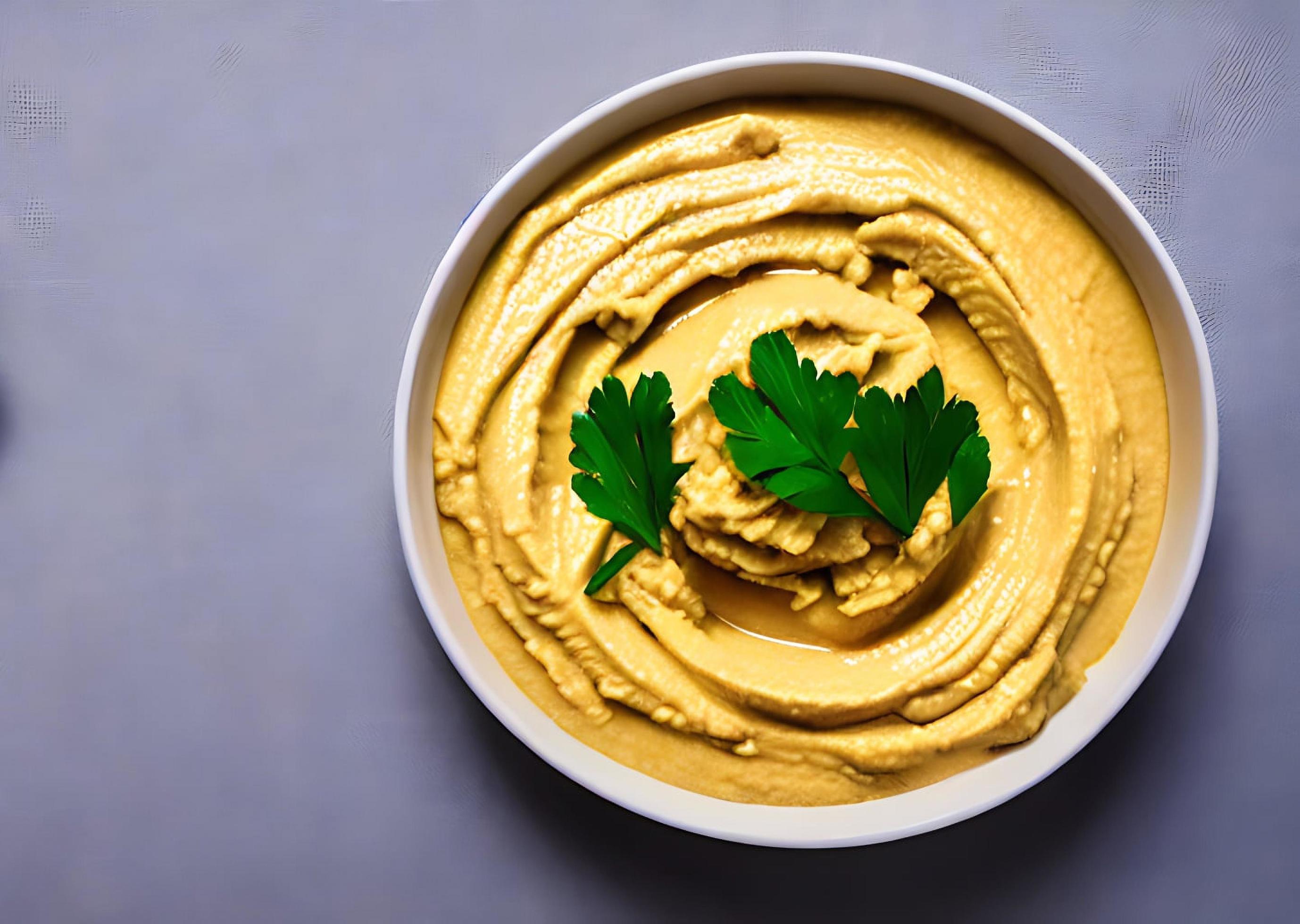 Healthy food. Traditional freshly made organic hummus. Stock Free