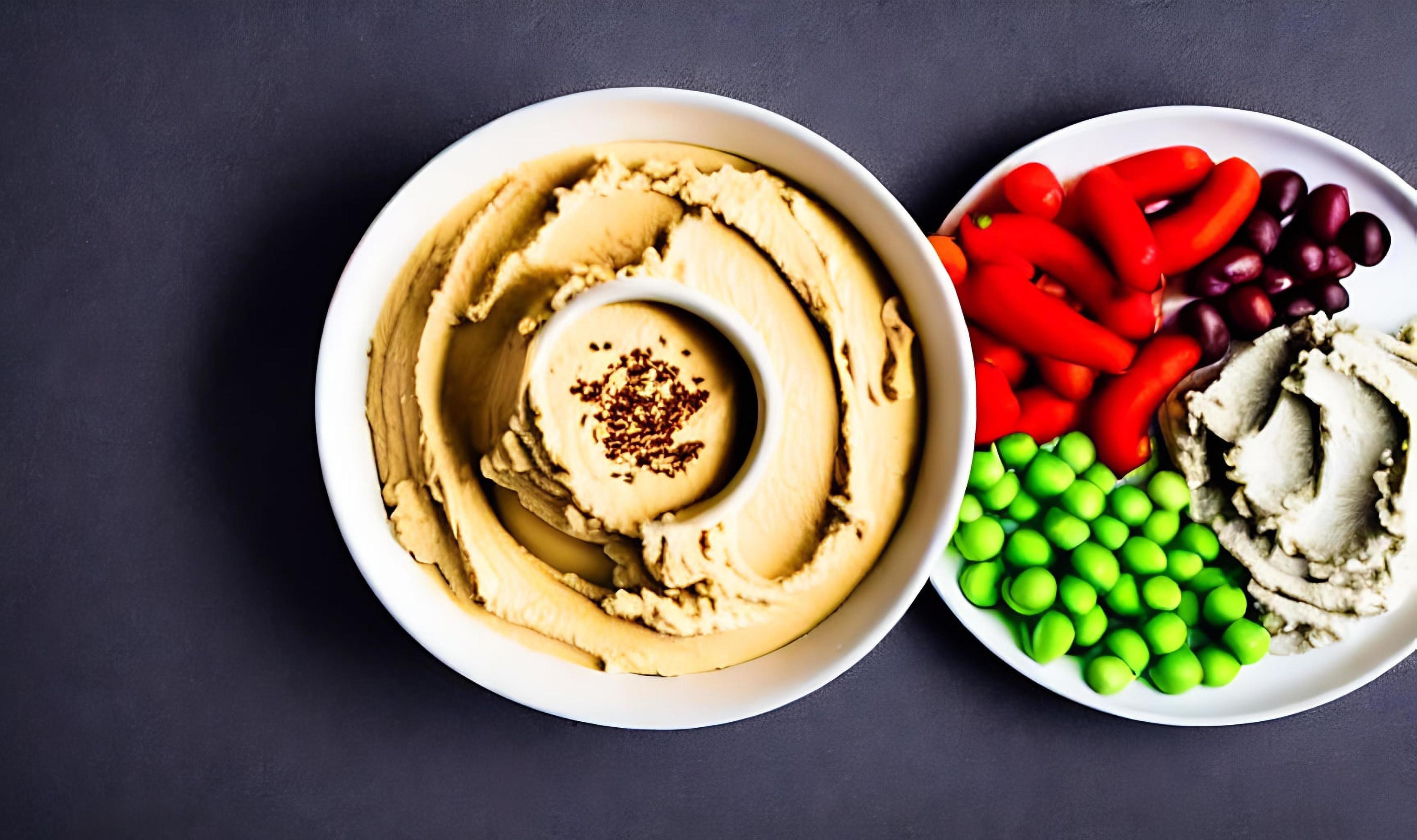 Healthy food. Traditional freshly made organic hummus. Stock Free