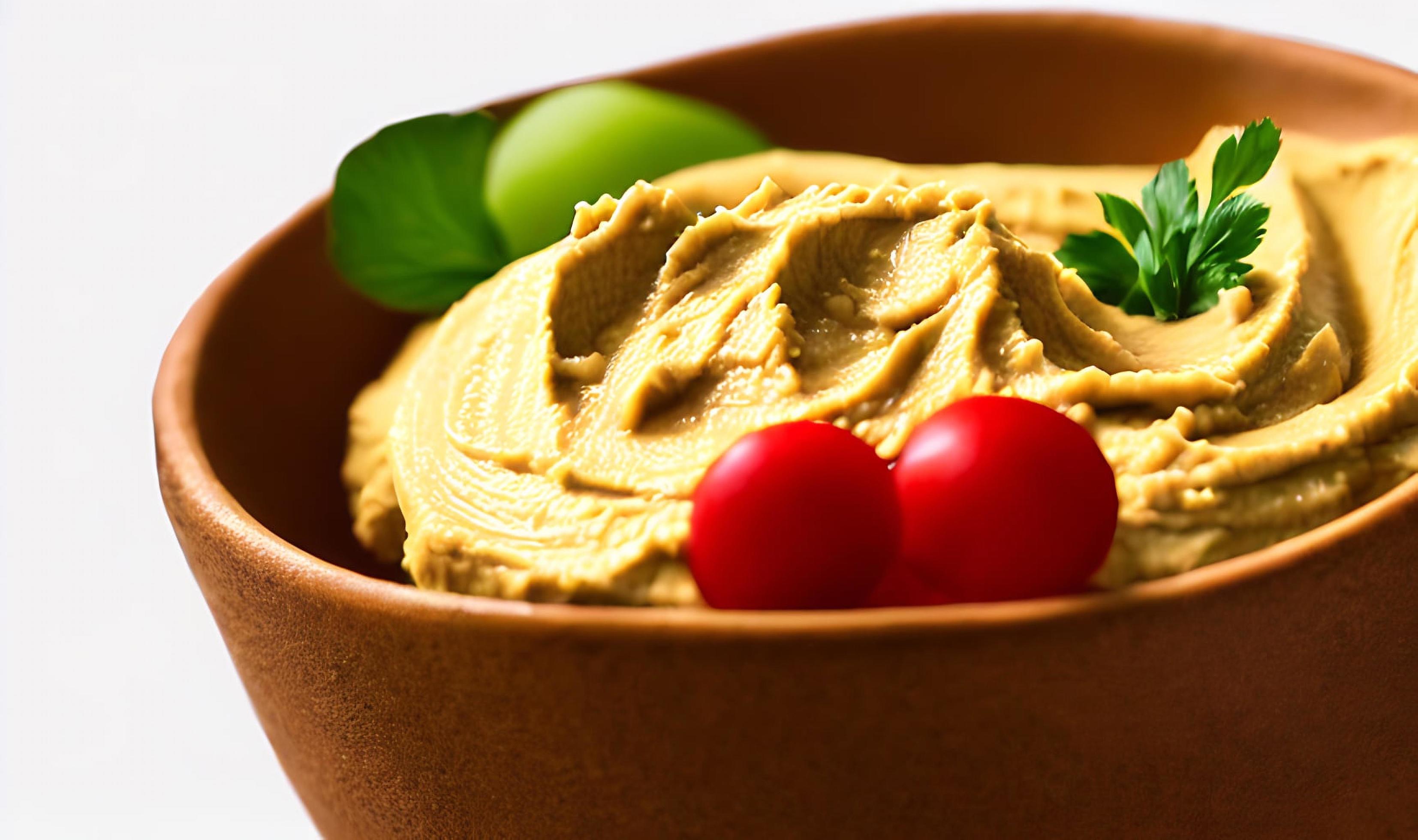 Healthy food. Traditional freshly made organic hummus. Stock Free