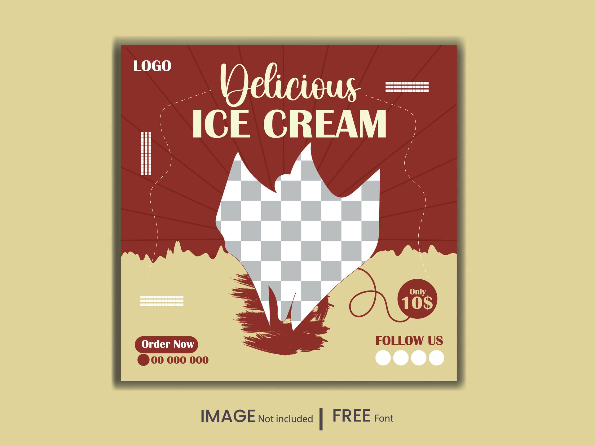 Super delicious ice cream social media banner promotional post or discount offer post design template Free Vector