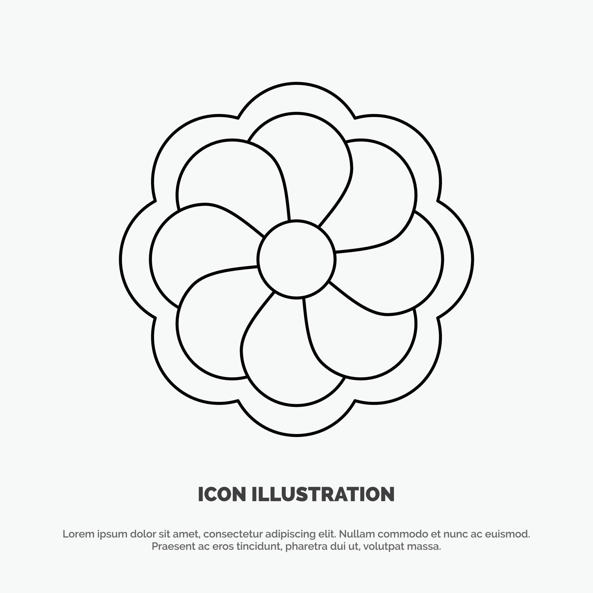 Sunflower Flower Madrigal Line Icon Vector Stock Free