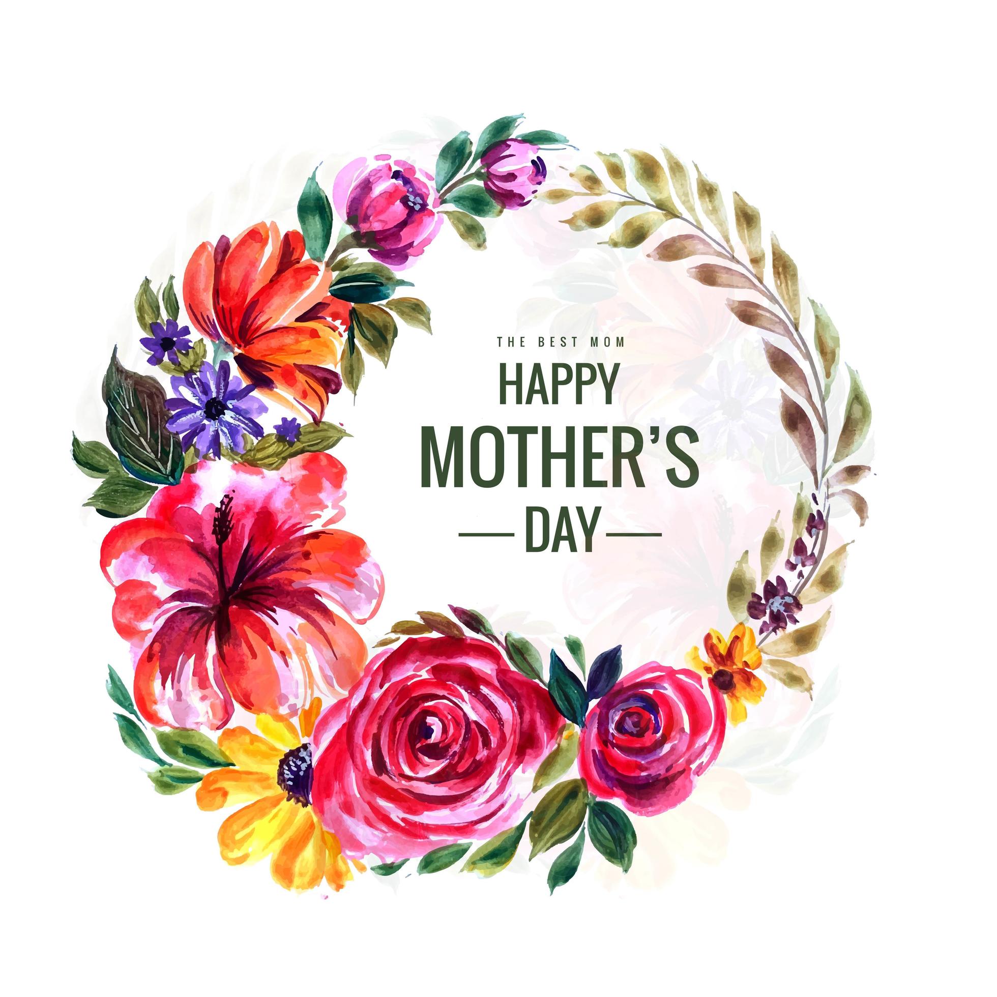 Happy mother’s day watercolor flower wreath Stock Free