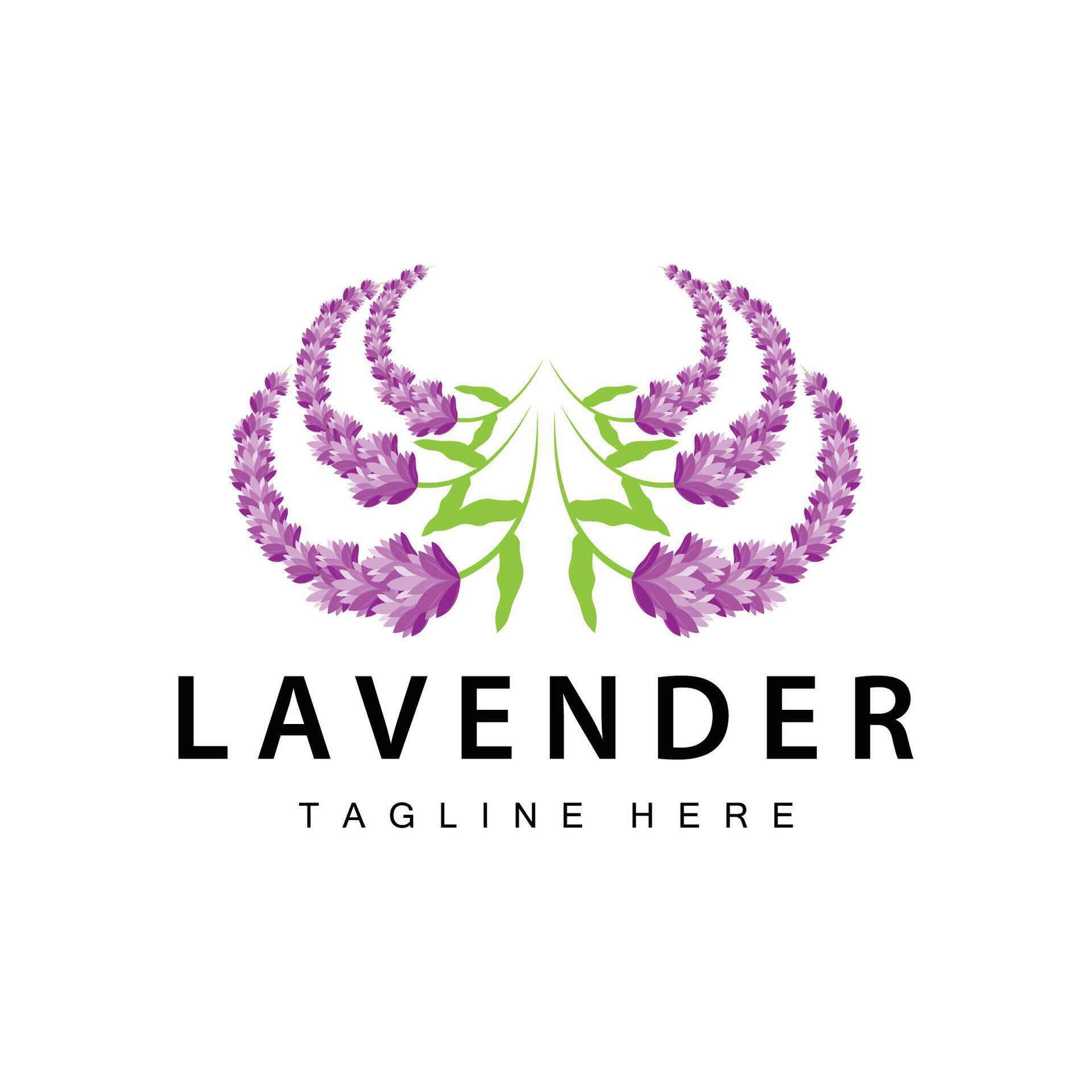 Lavender logo simple design cosmetic plant purple color and aromatherapy lavender flower garden template Stock Free