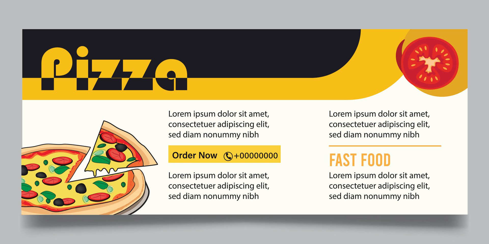 Pizza and fast food banner design Free Vector