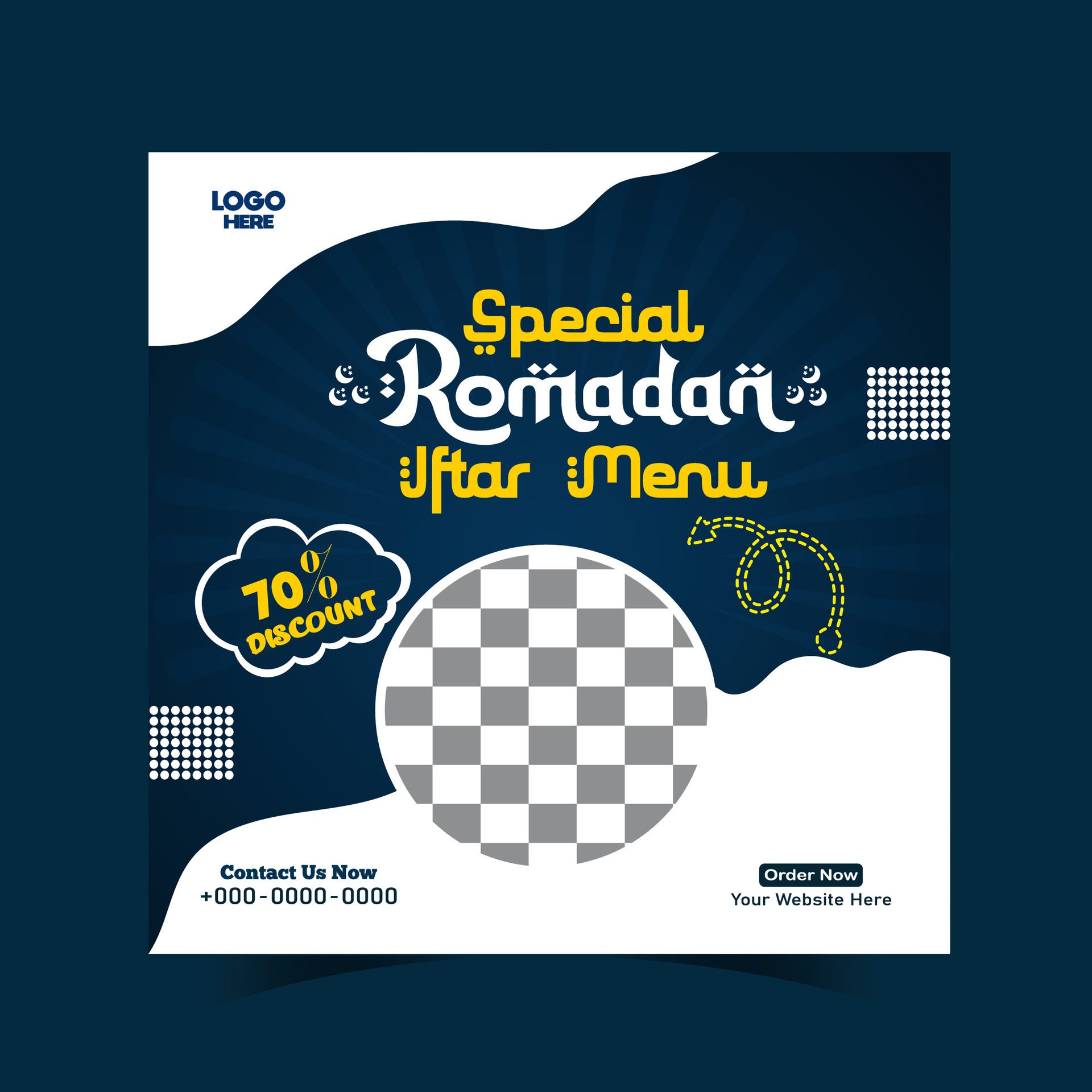 Ramadan iftar menu food post design and social media banner template Free Vector