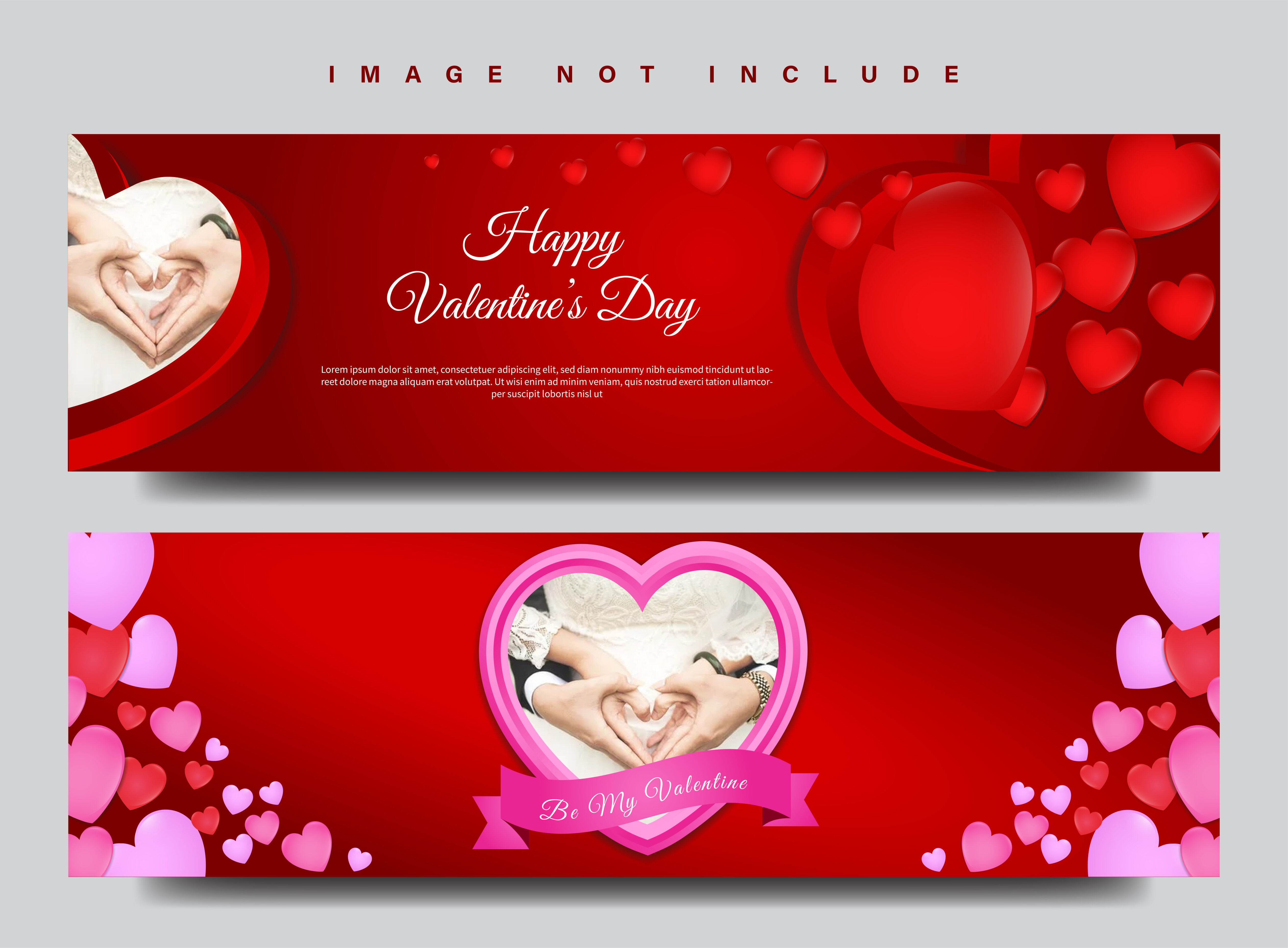 Valentine’s day banner set Free Vector