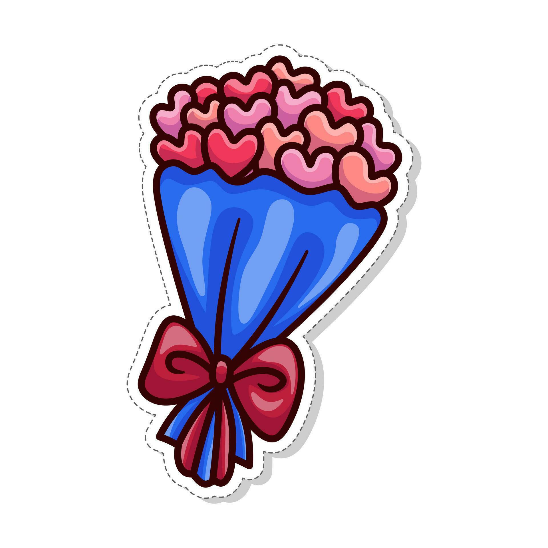 Free vector, love theme sticker, flower bouquet illustration Stock Free