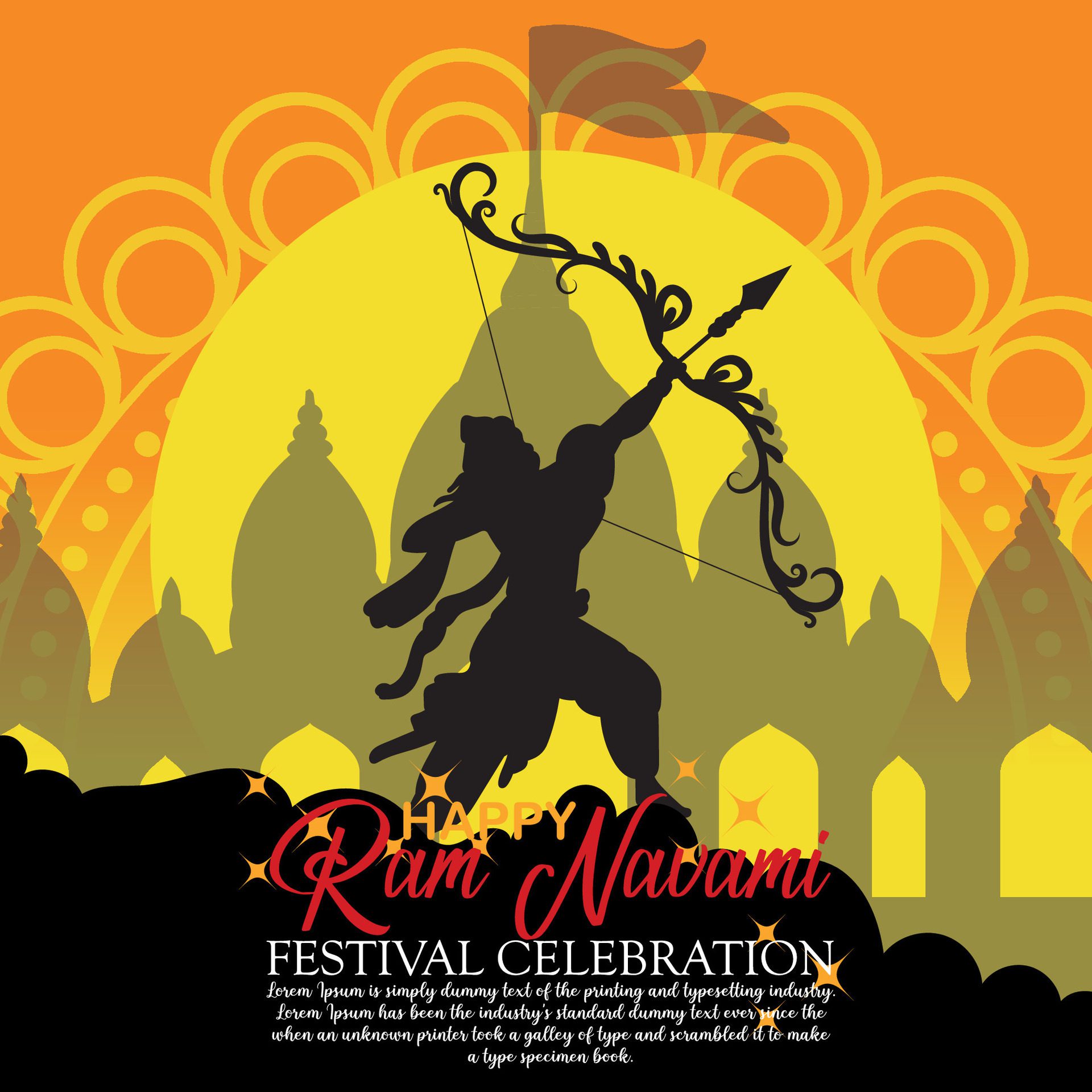 Happy Ram Navami cultural Banner Hindu festival vertical post wishes celebration card Ram Navami celebration background Free Vector