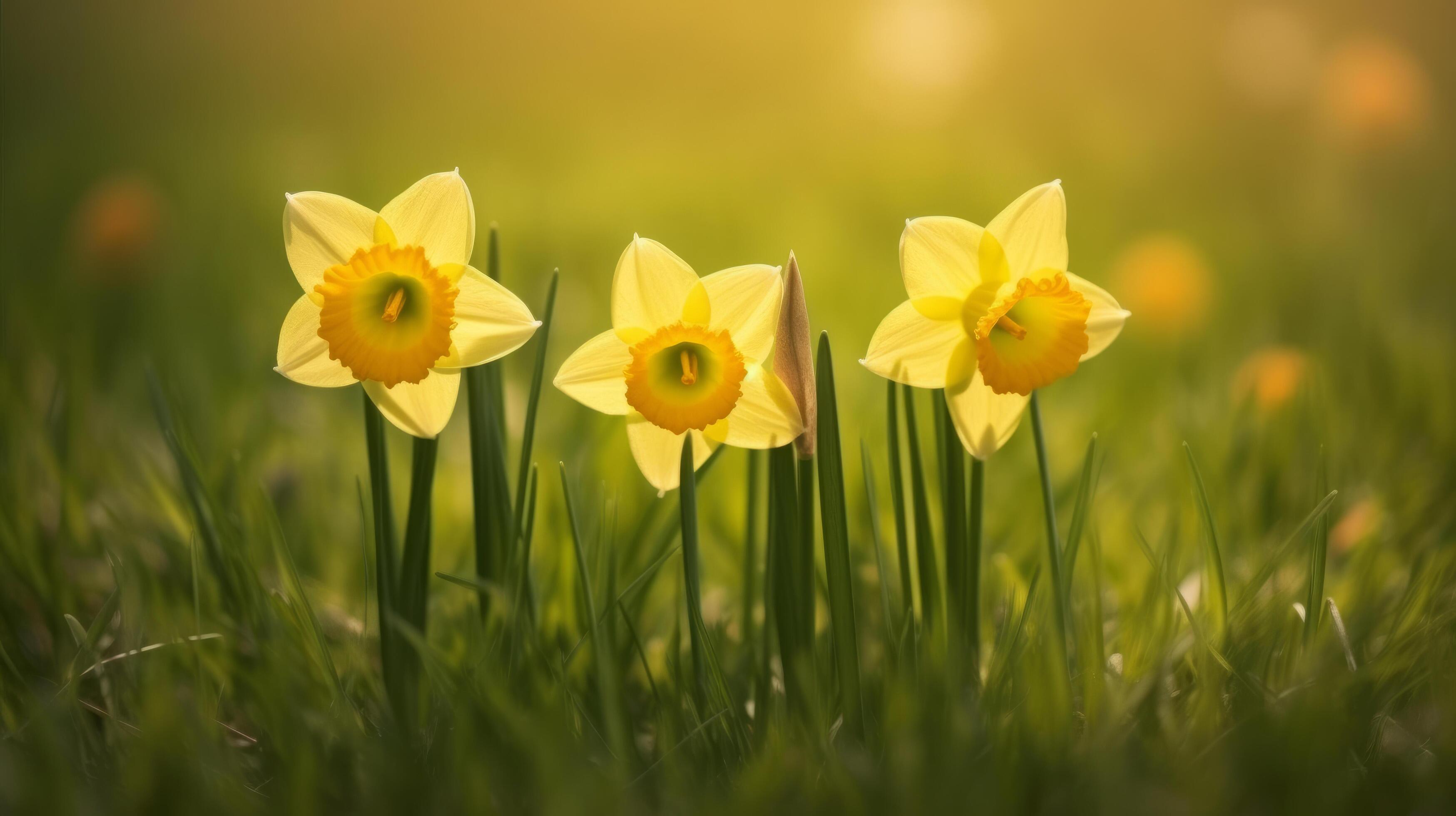 Daffodils flower background. Illustration Stock Free