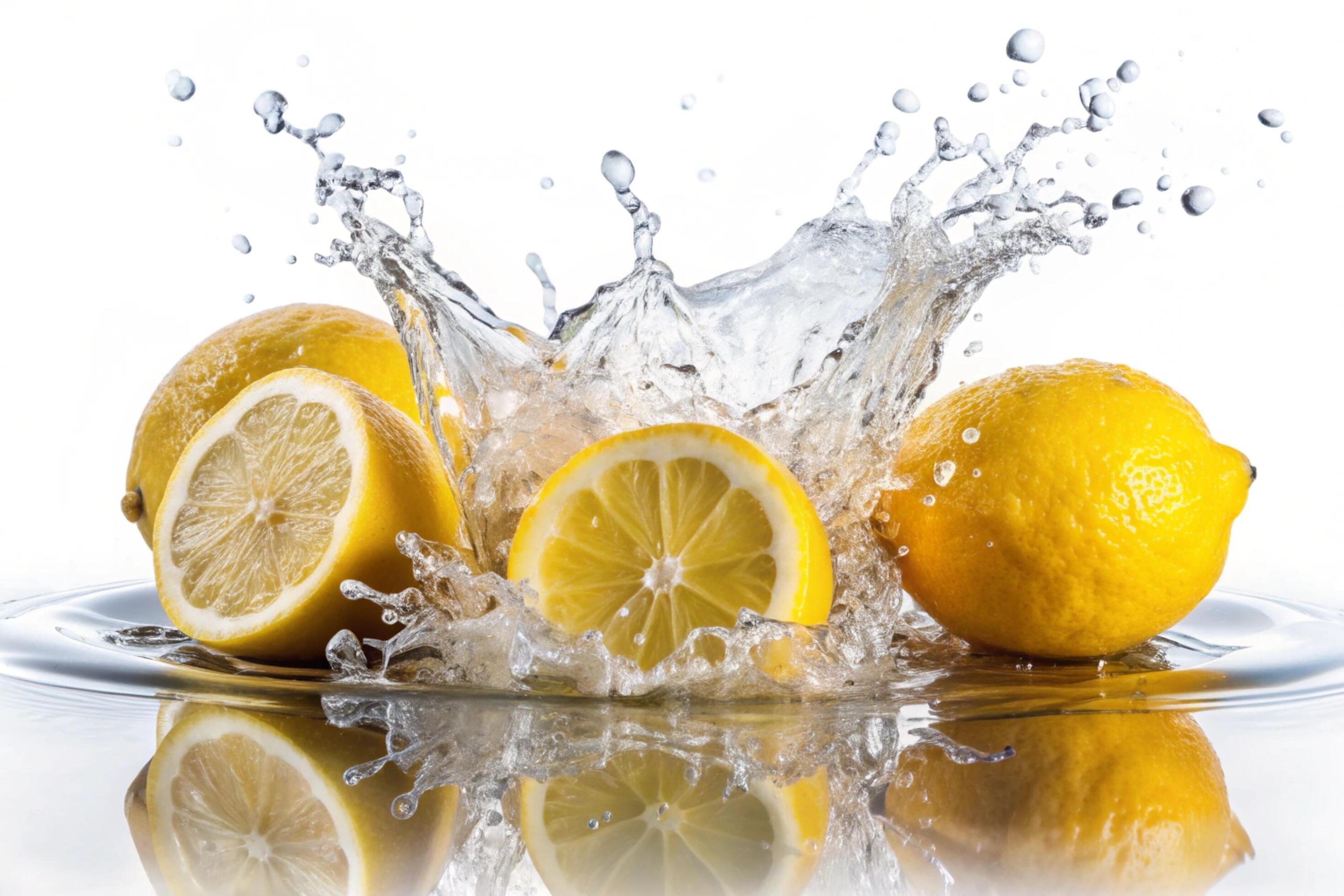 Lemon splashes on white background Stock Free