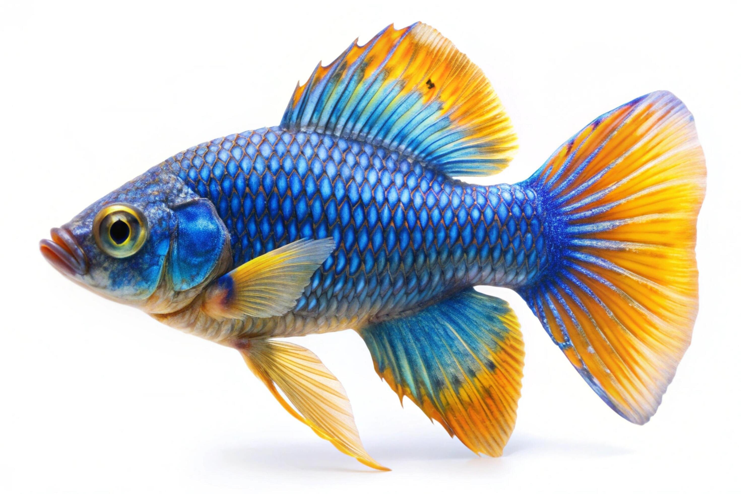 Blue ornamental fish isolated on white background Stock Free