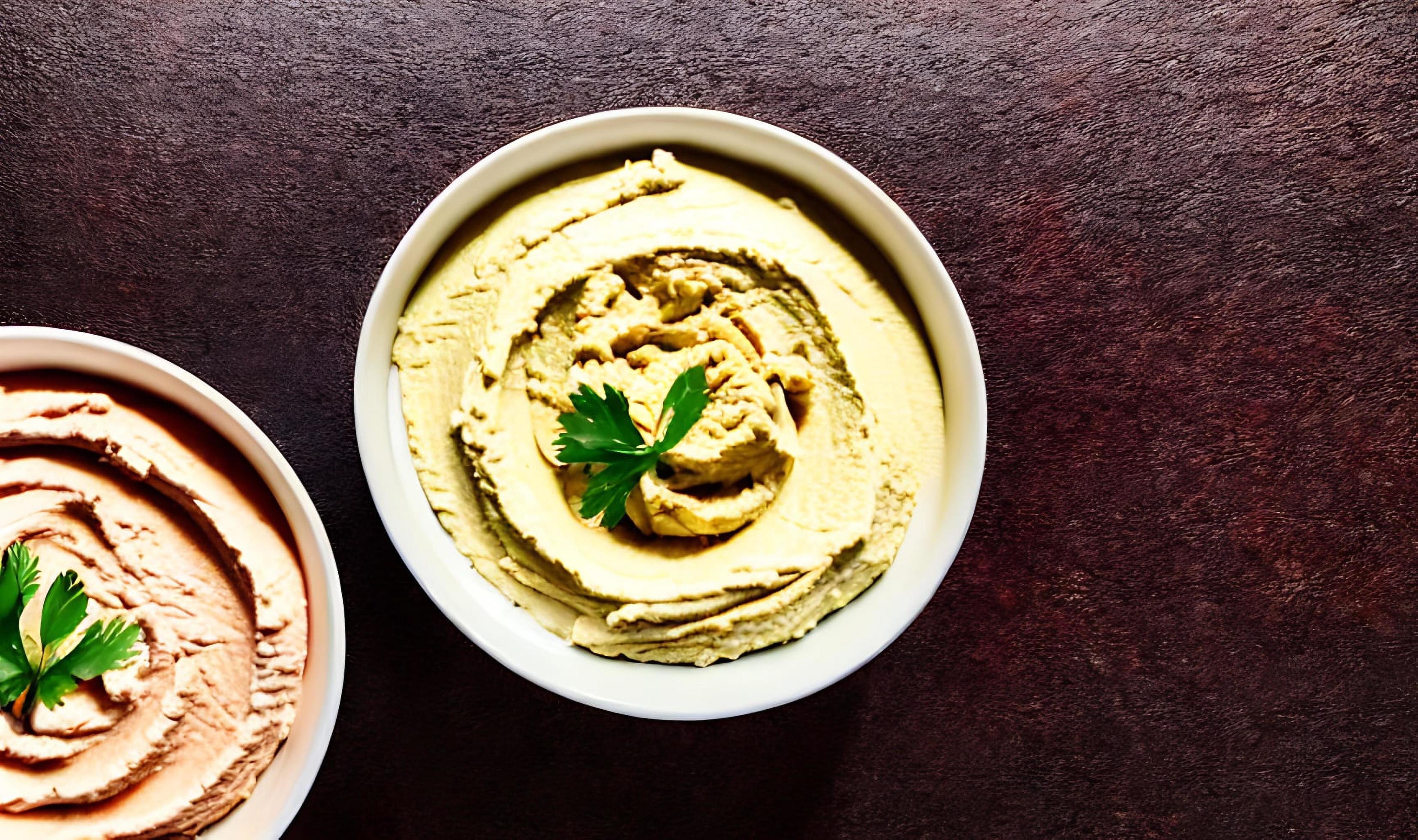 Healthy food. Traditional freshly made organic hummus. Stock Free