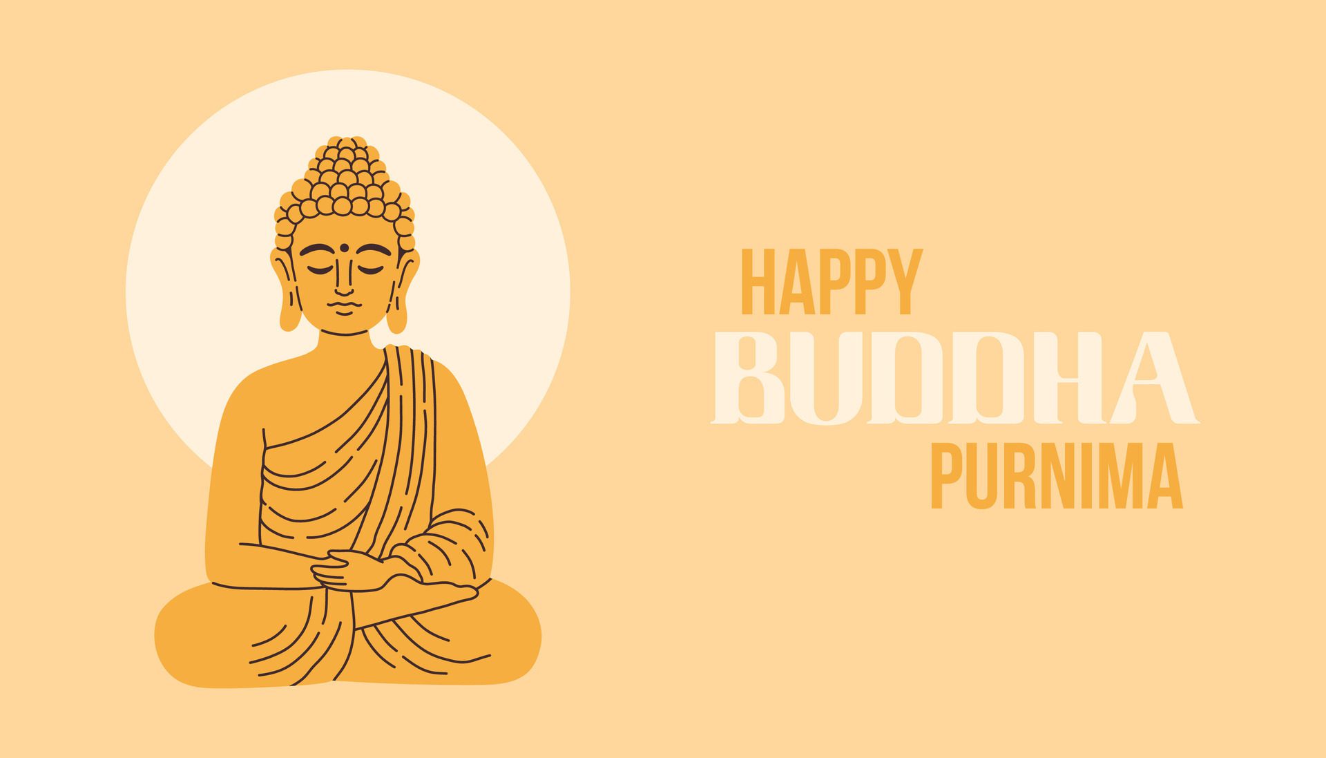 Happy Vesak Day, Buddha Purnima wishes greetings illustration. Can be used for posters, banners, greetings, and print design. Free Vector