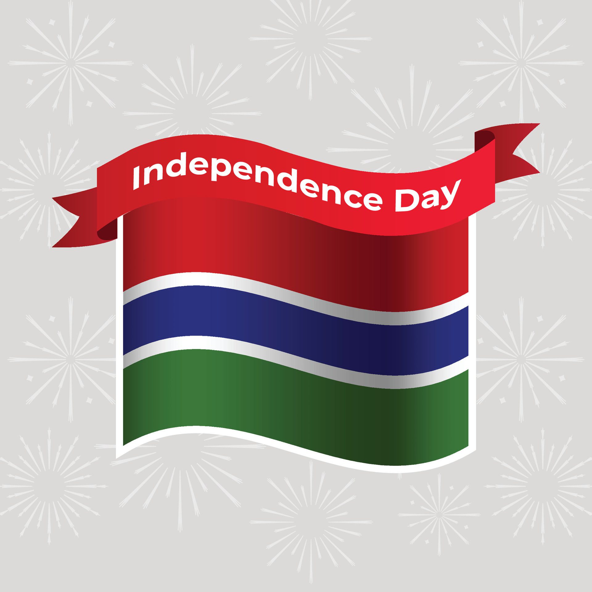 Gambia Wavy Flag Independence Day Banner Background Free Vector