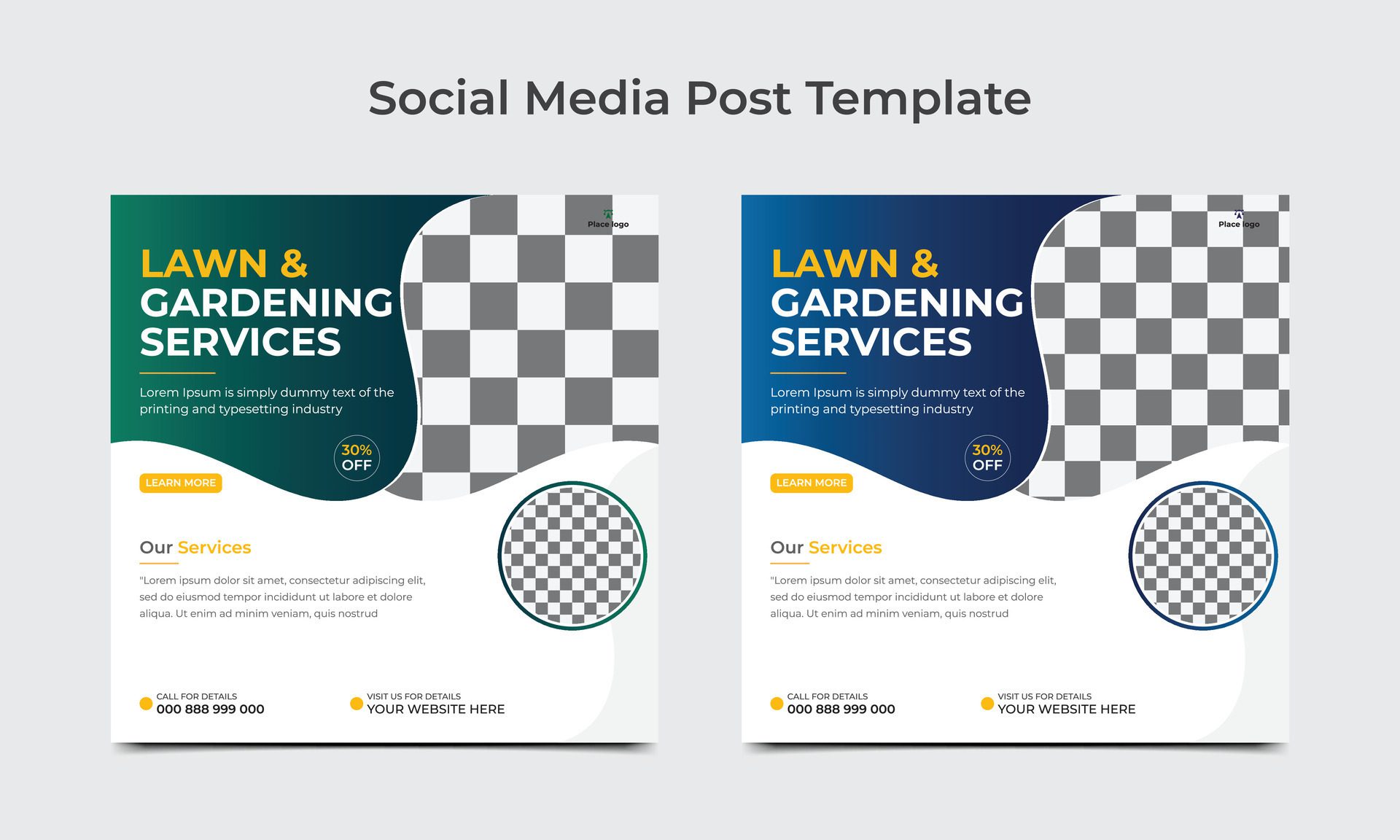 Lawn and garden service social media post and square web banner template design. web banner, flyer template or post banner. Free Vector