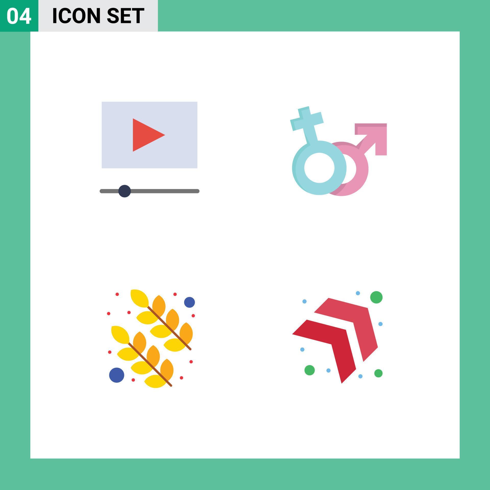 Stock Vector Icon Pack of 4 Line Signs and Symbols for cinema leaves gender male arrow Editable Vector Design Elements Stock Free