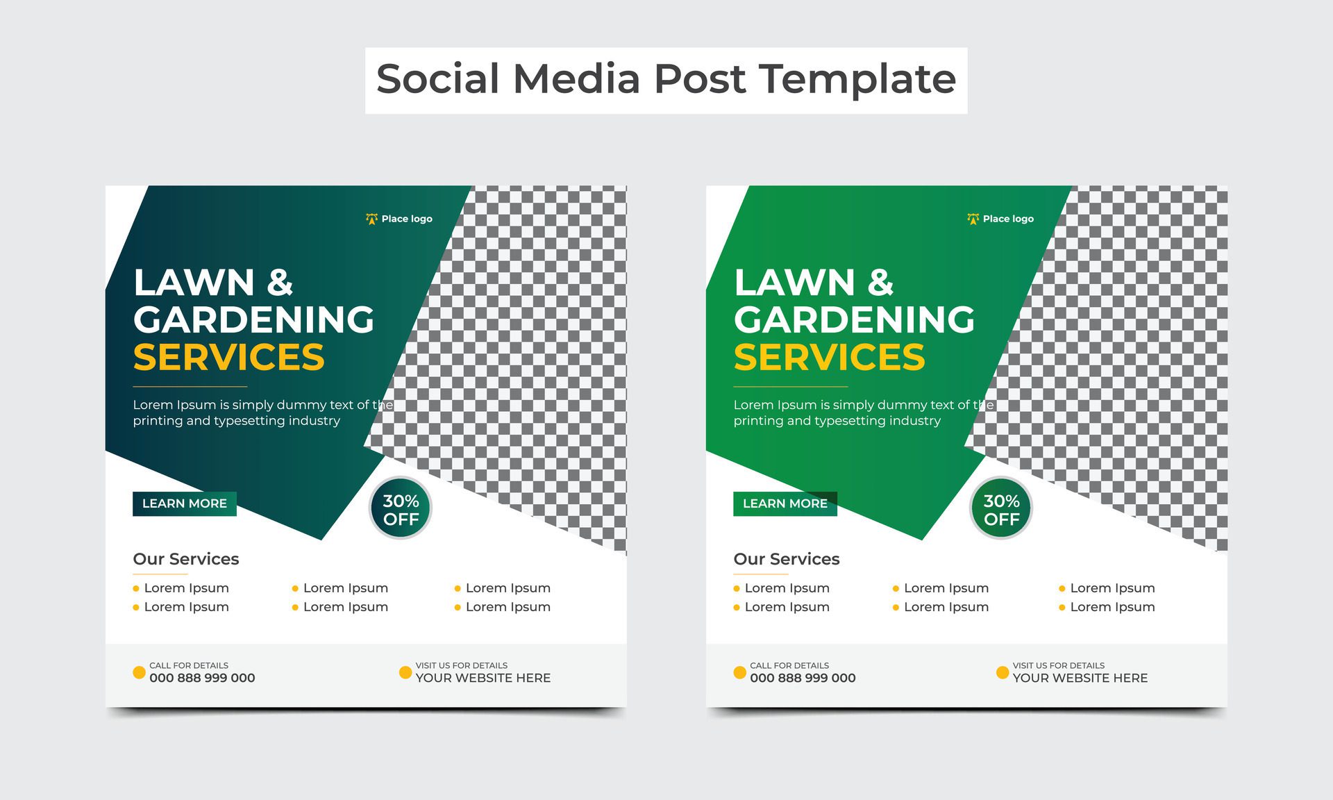 Lawn or gardening service social media post and web banner template. Mowing poster, leaflet, poster design. Free Vector