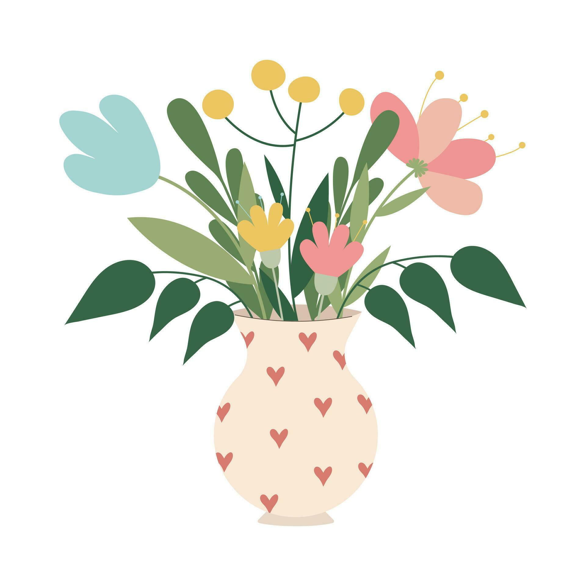 Cute flowers in vase isolated icon vector illustration design vector illustration design Stock Free