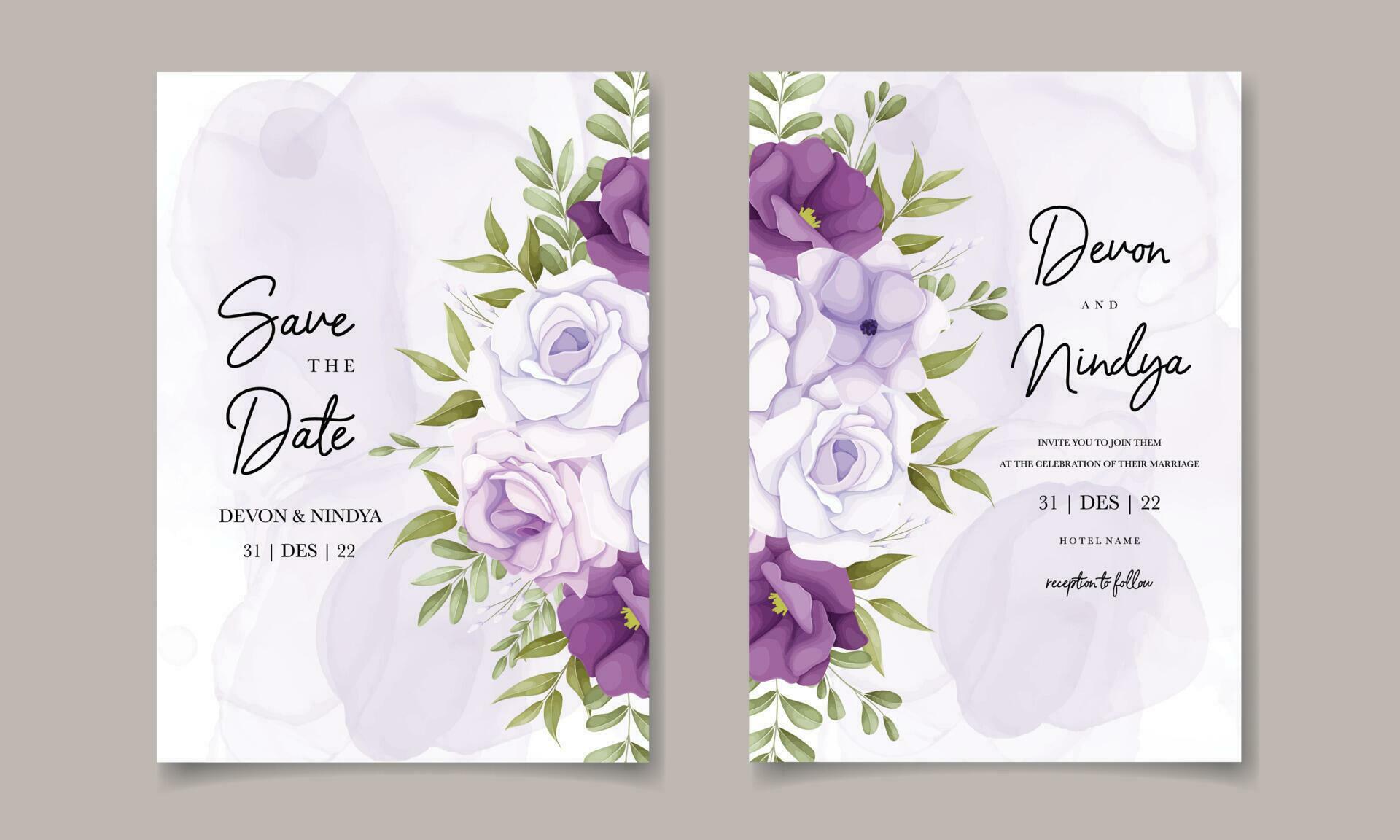 Elegant wedding invitation card with soft flower Stock Free