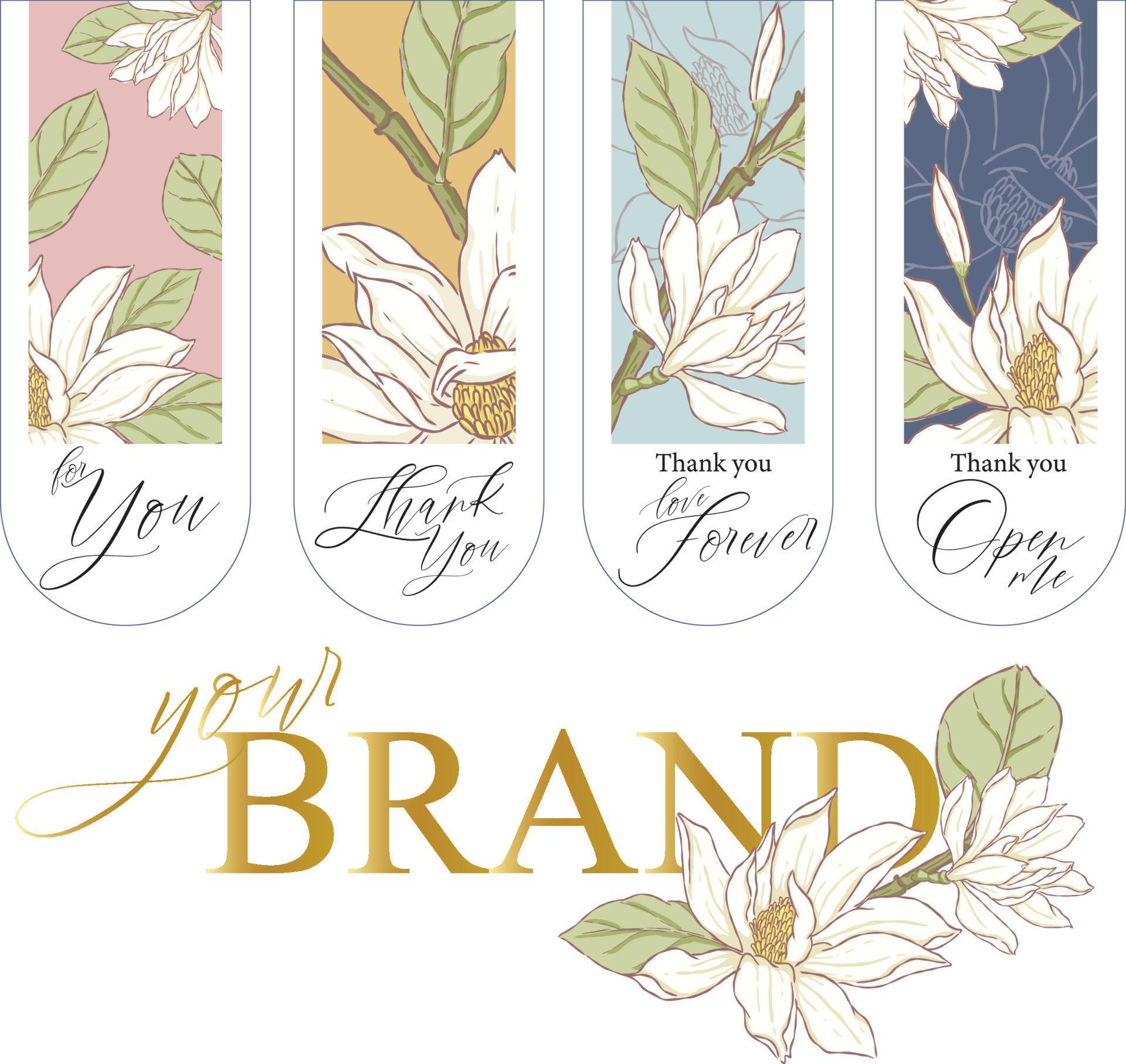 illustration hand draw white flower sticker and logo Stock Free and Free SVG