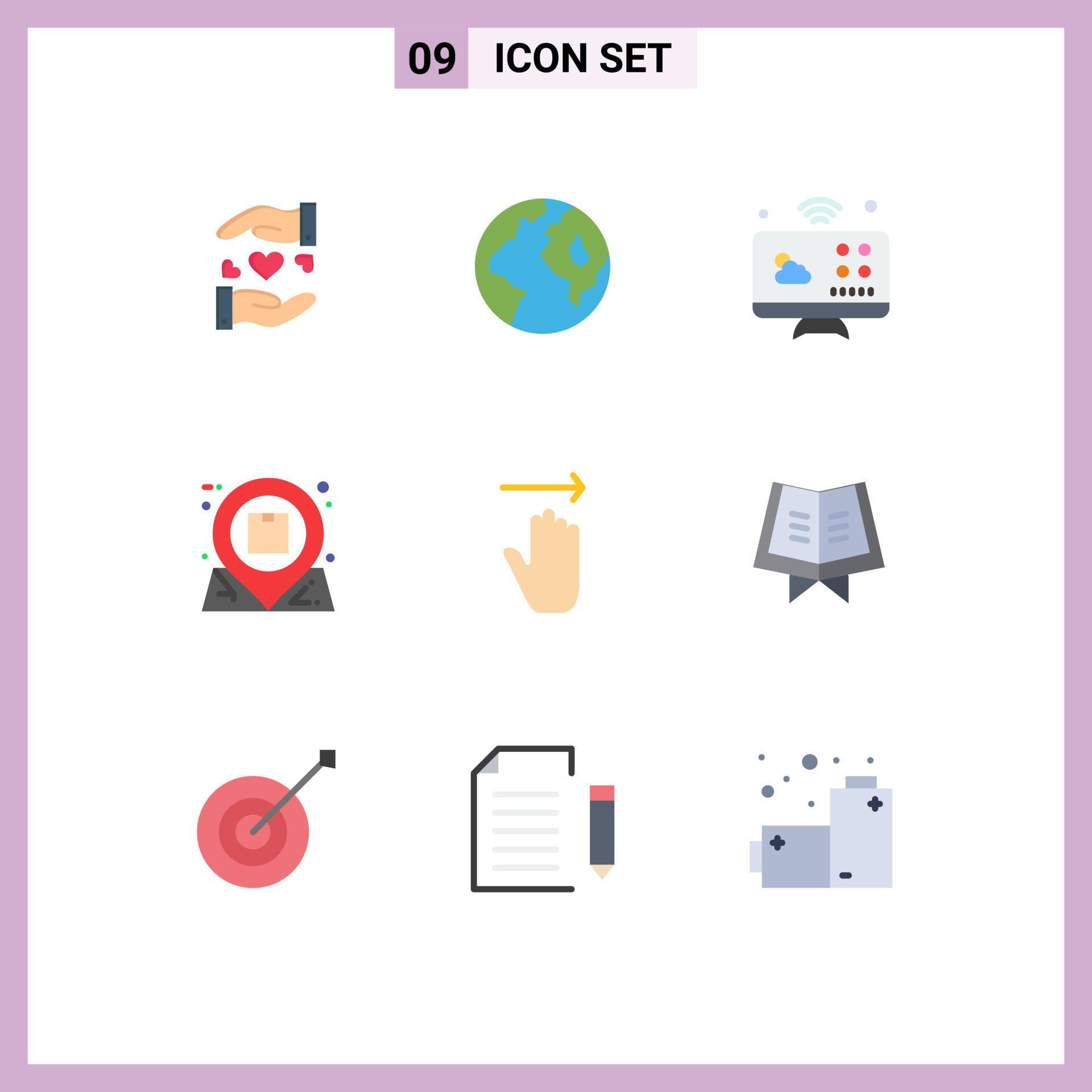 Group of 9 Modern Flat Colors Set for arrow interaction connections inbox communication Editable Vector Design Elements Stock Free