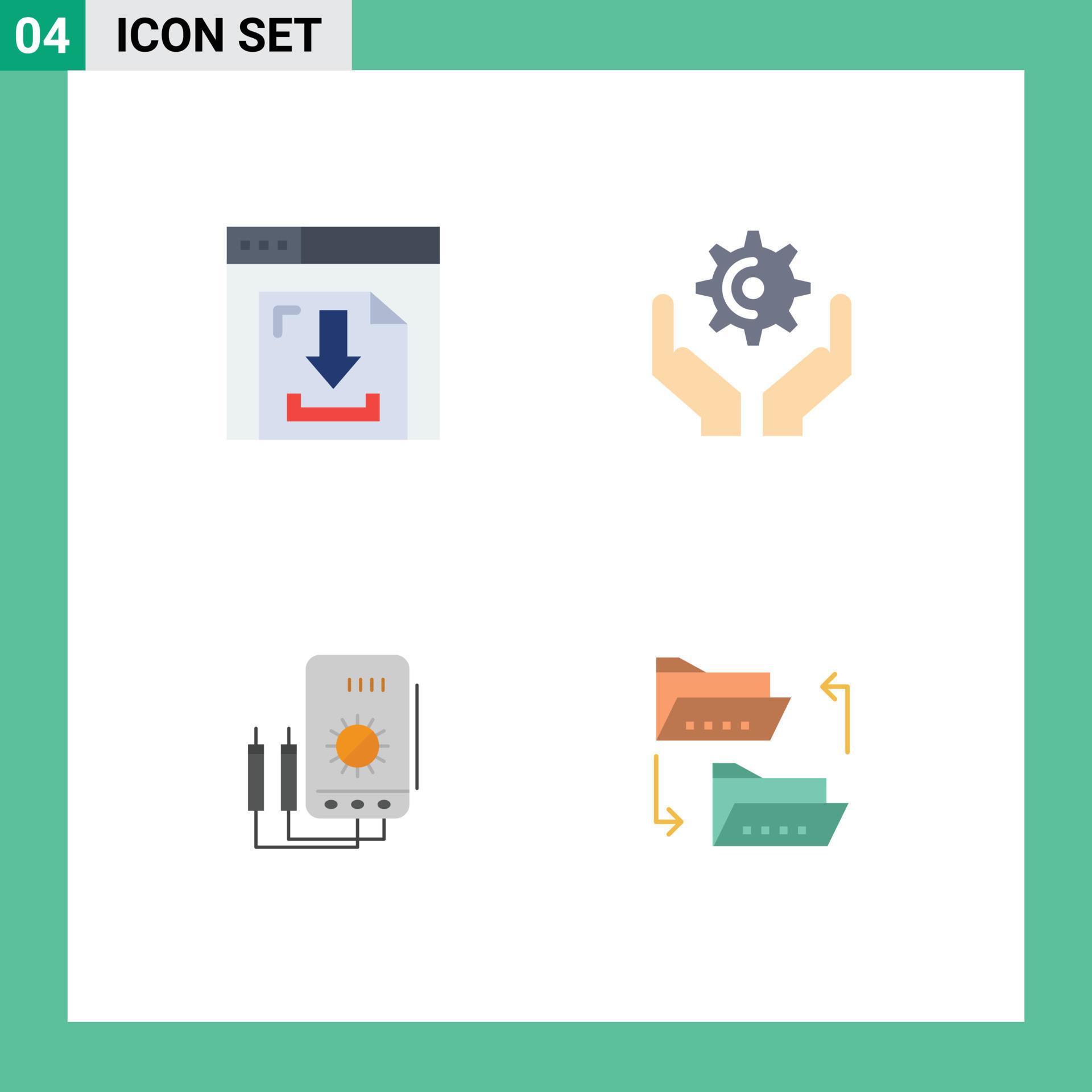 Pictogram Set of 4 Simple Flat Icons of arrows amper multimedia gear digital Editable Vector Design Elements Stock Free