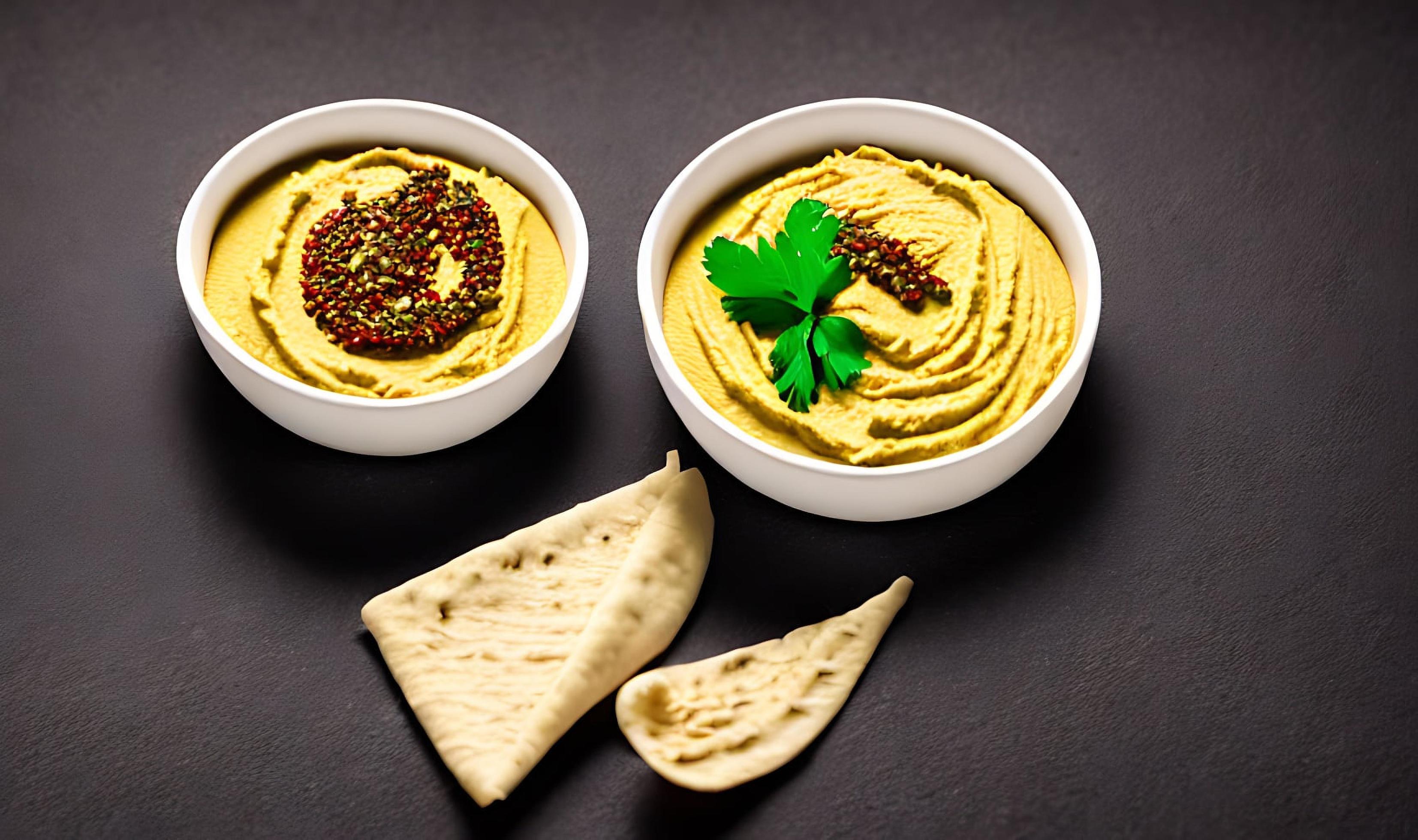 Healthy food. Traditional freshly made organic hummus. Stock Free