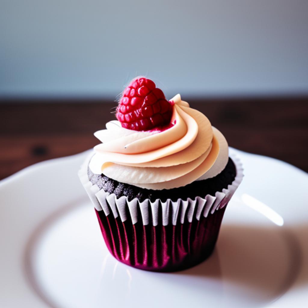 Cupcake with raspberry by by @ai_generated