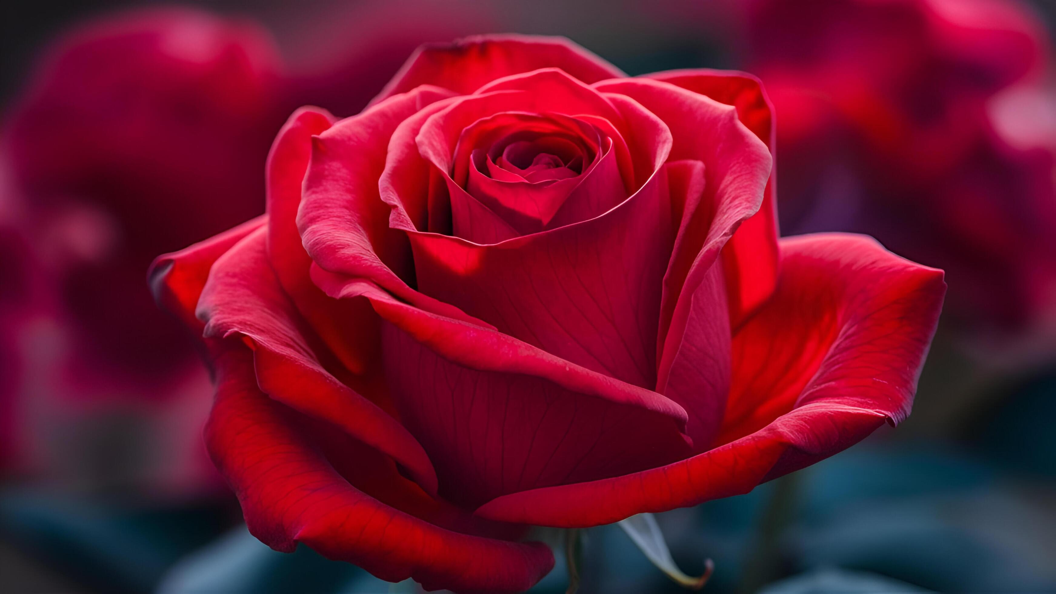 a close up of a red rose with dark background Stock Free