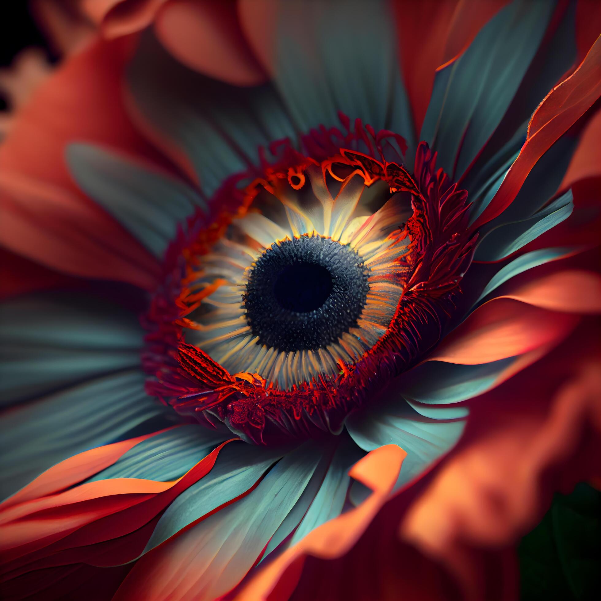 Macro shot of an orange and red gerbera flower., Image Stock Free