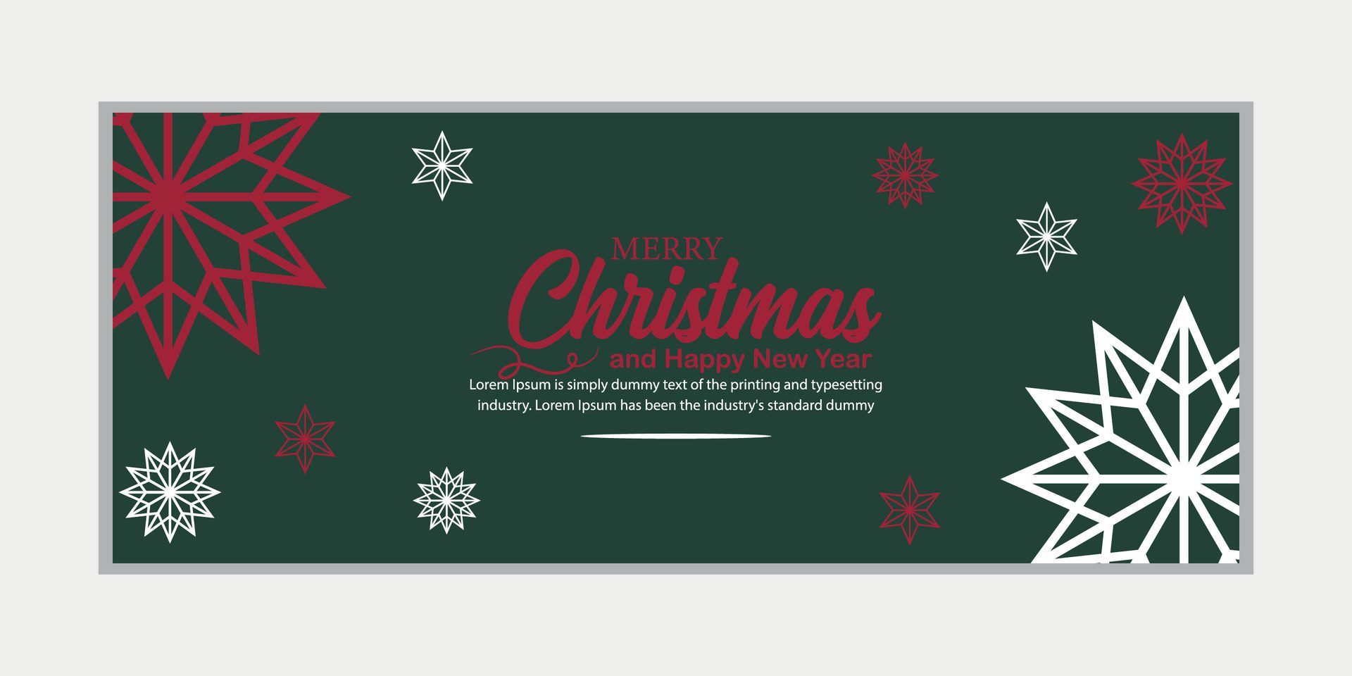 merry christmas banner set and happy new year banner, social media cover and web banner,Merry Christmas design for greeting card, Free Vector