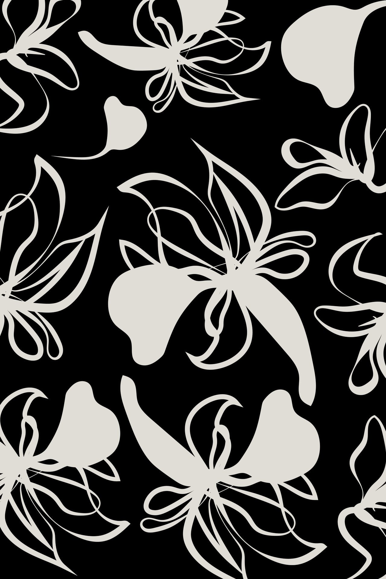 Fashionable template for design. Modern Floral pattern textile. Hand drawn simple abstract flowers black and white tone. Trendy collage pattern Free Vector