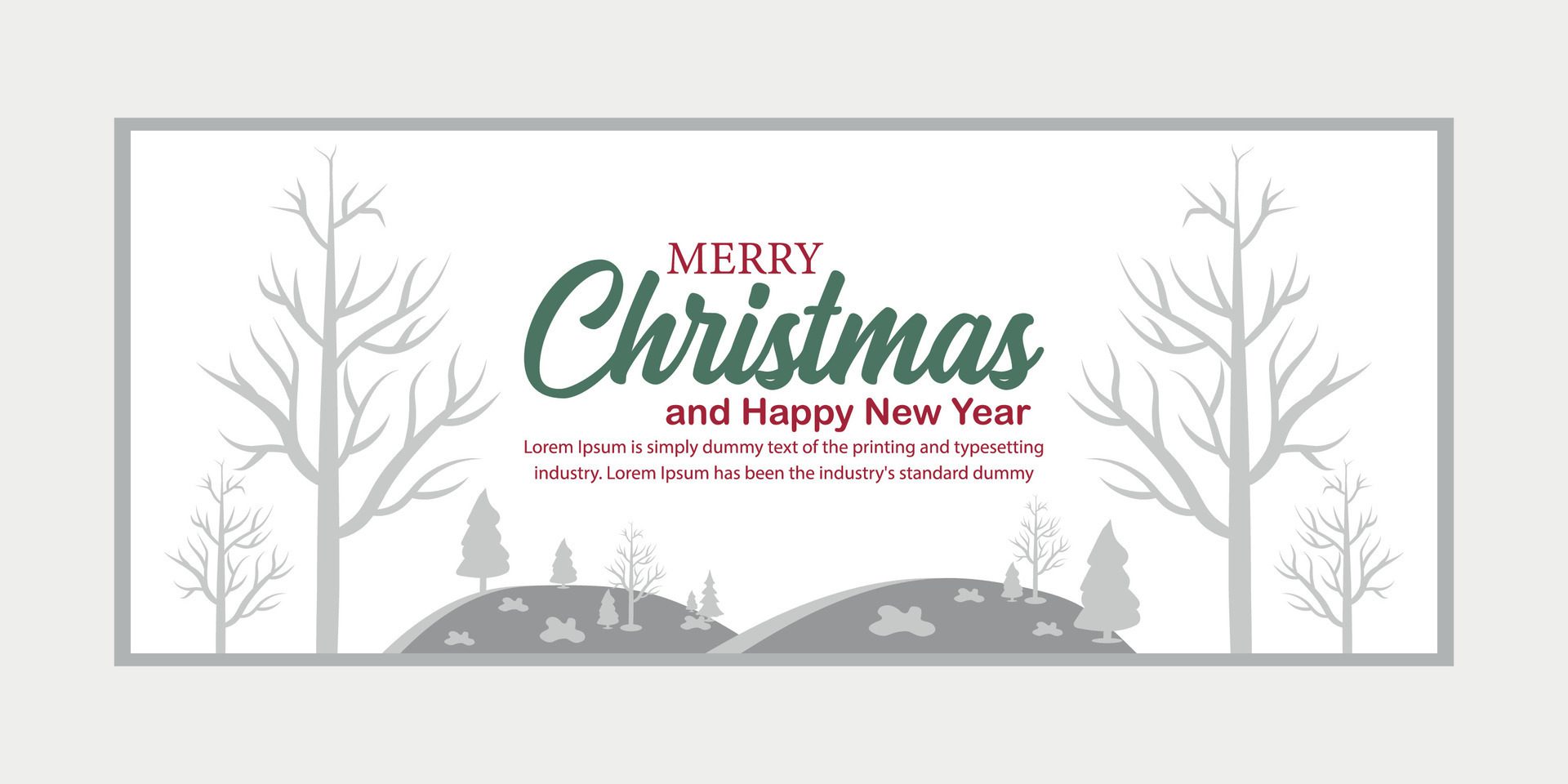 merry christmas banner set and happy new year banner, social media cover and web banner Free Vector