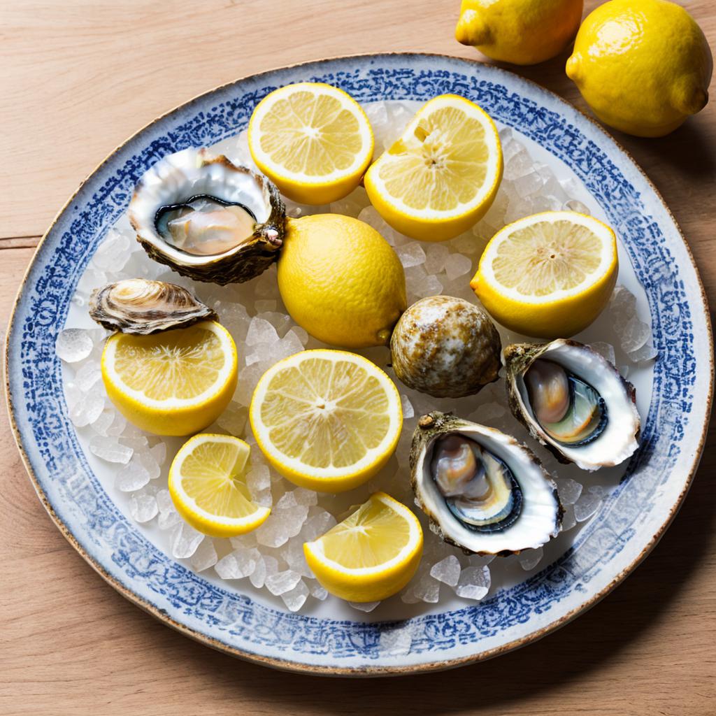 Oyster plate lemons by by @ai_generated