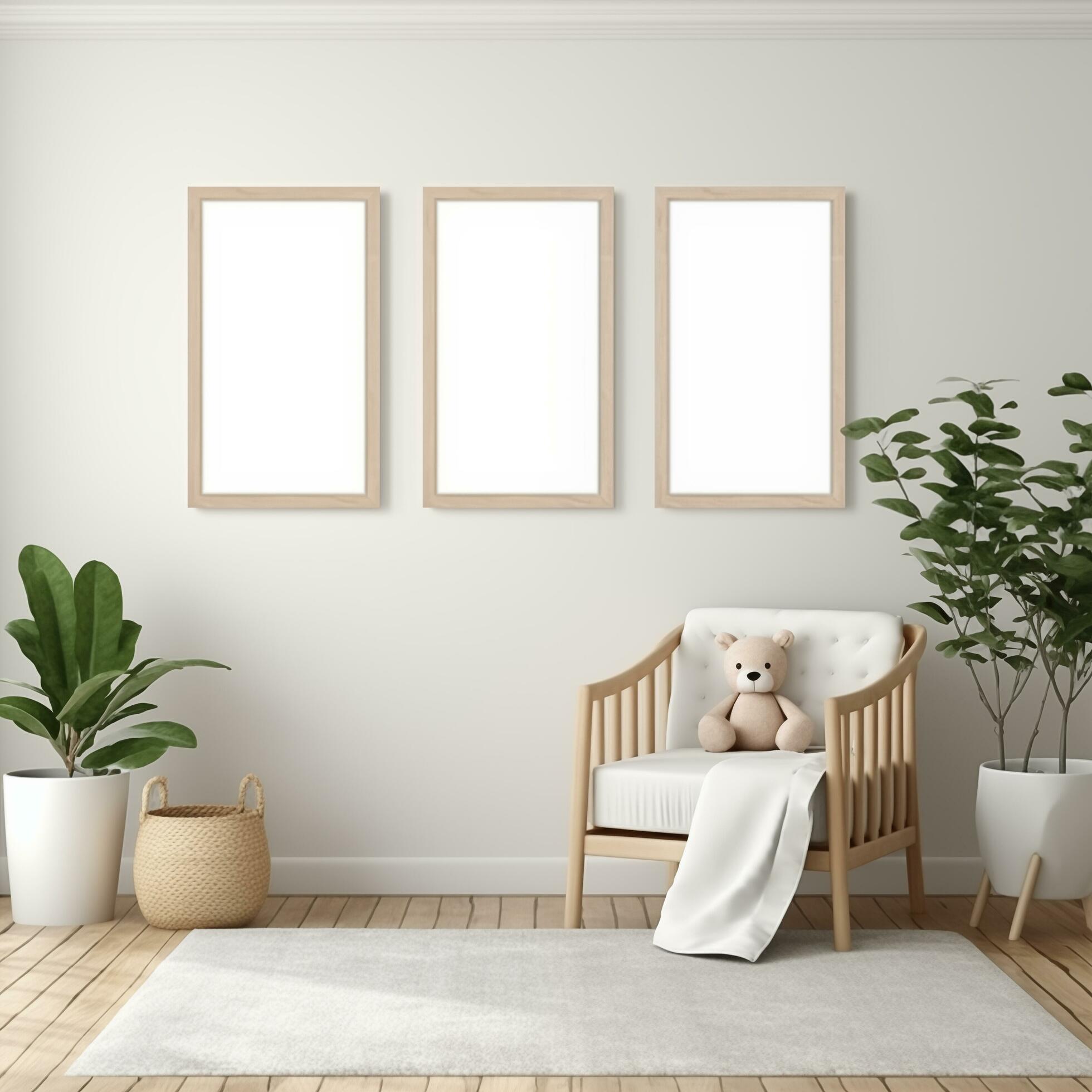 Collection of Nursery Room Frame Mockups Ready for Displaying POD Poster Illustrations Free Photo