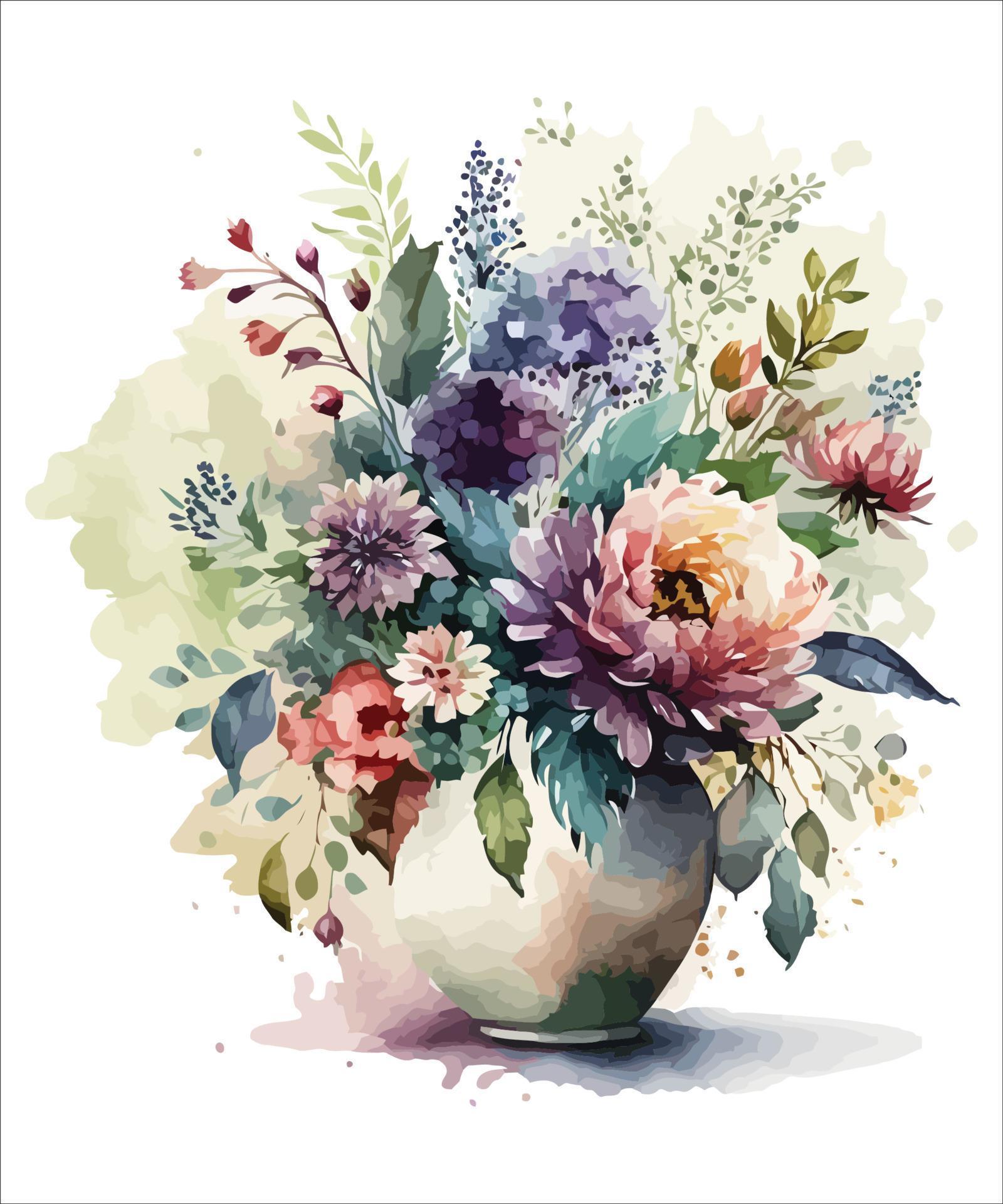 watercolor flower digital art Stock Free