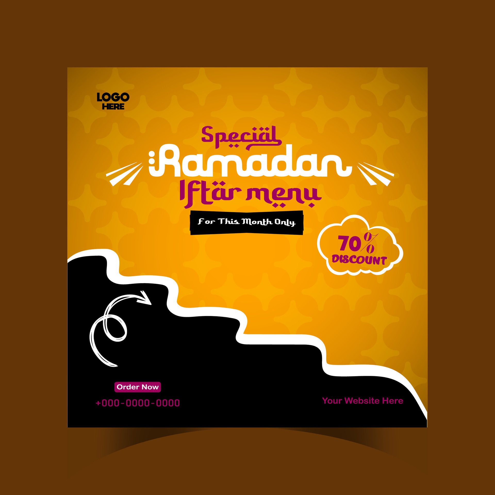 Ramadan iftar menu food post design and social media banner template Free Vector