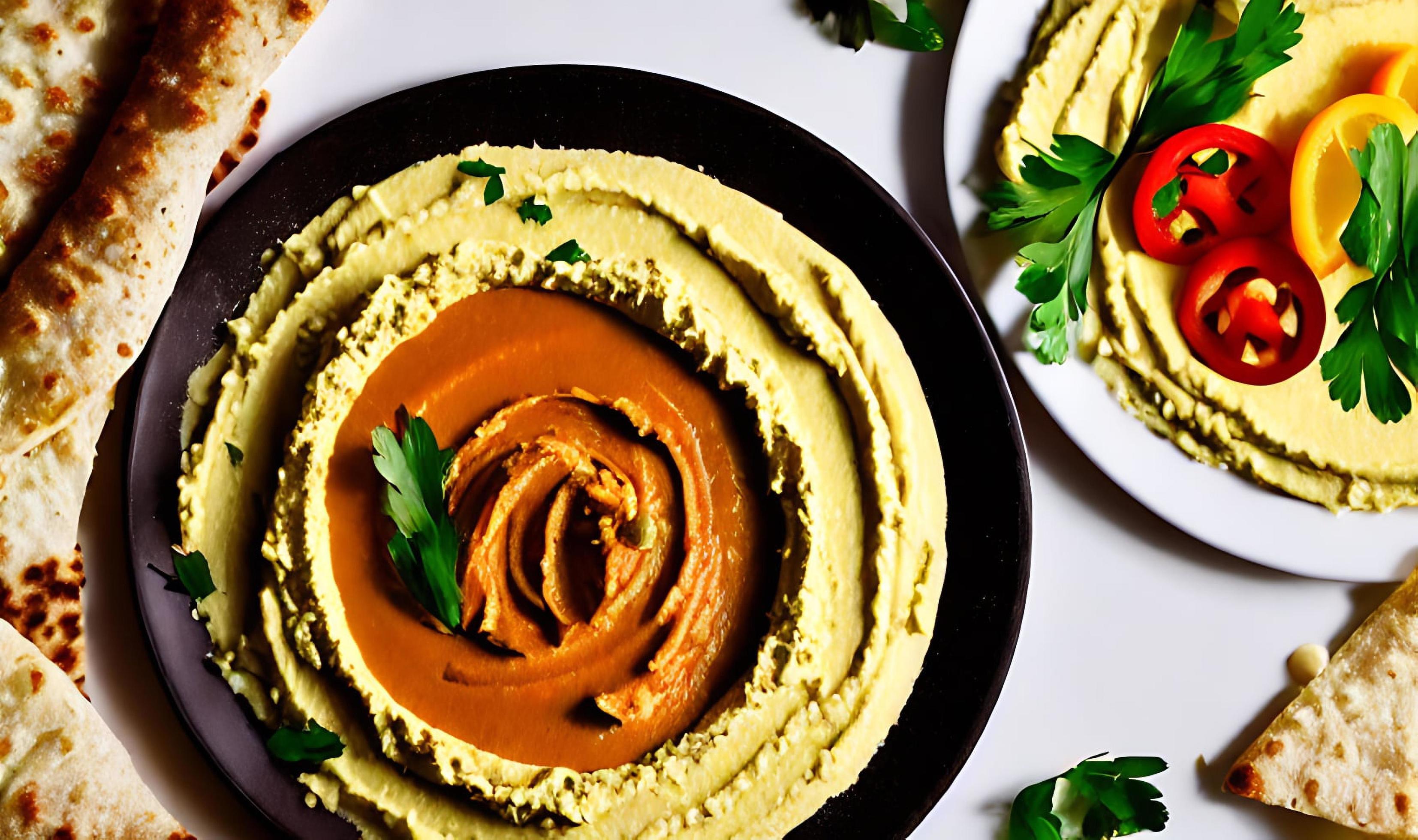 Healthy food. Traditional freshly made organic hummus. Stock Free